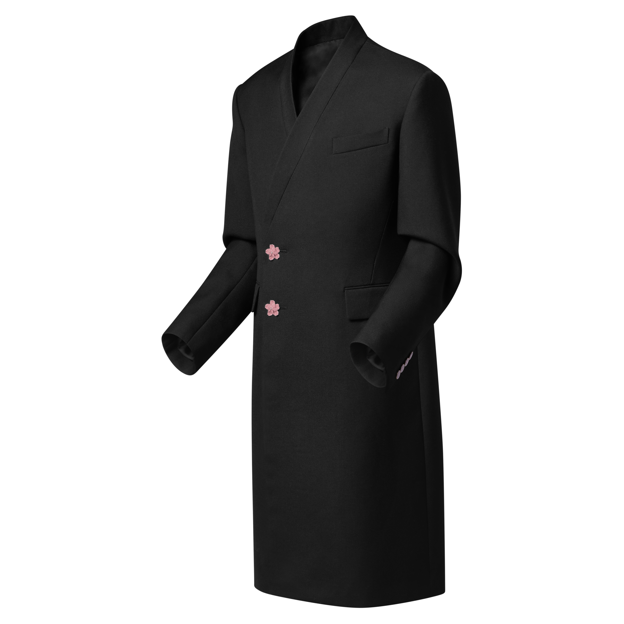 Tailored Kimono Single-Breasted Overcoat