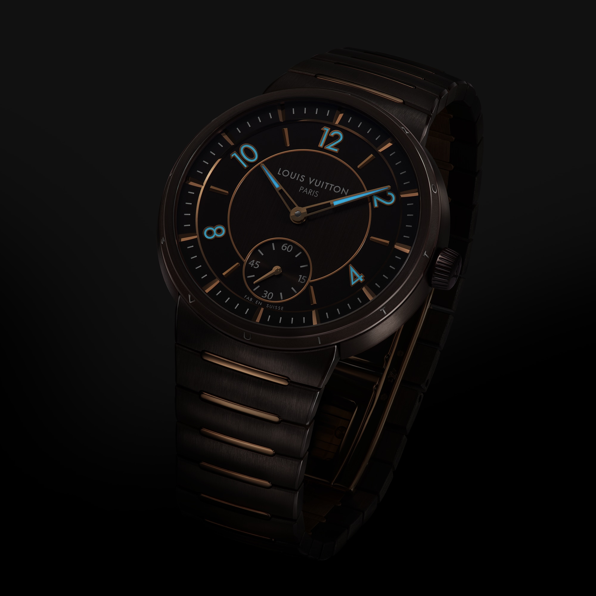  All Watches } Tambour, Automatic, 40mm, Ceramic and pink gold | Louis Vuitton ® (Product zoom)