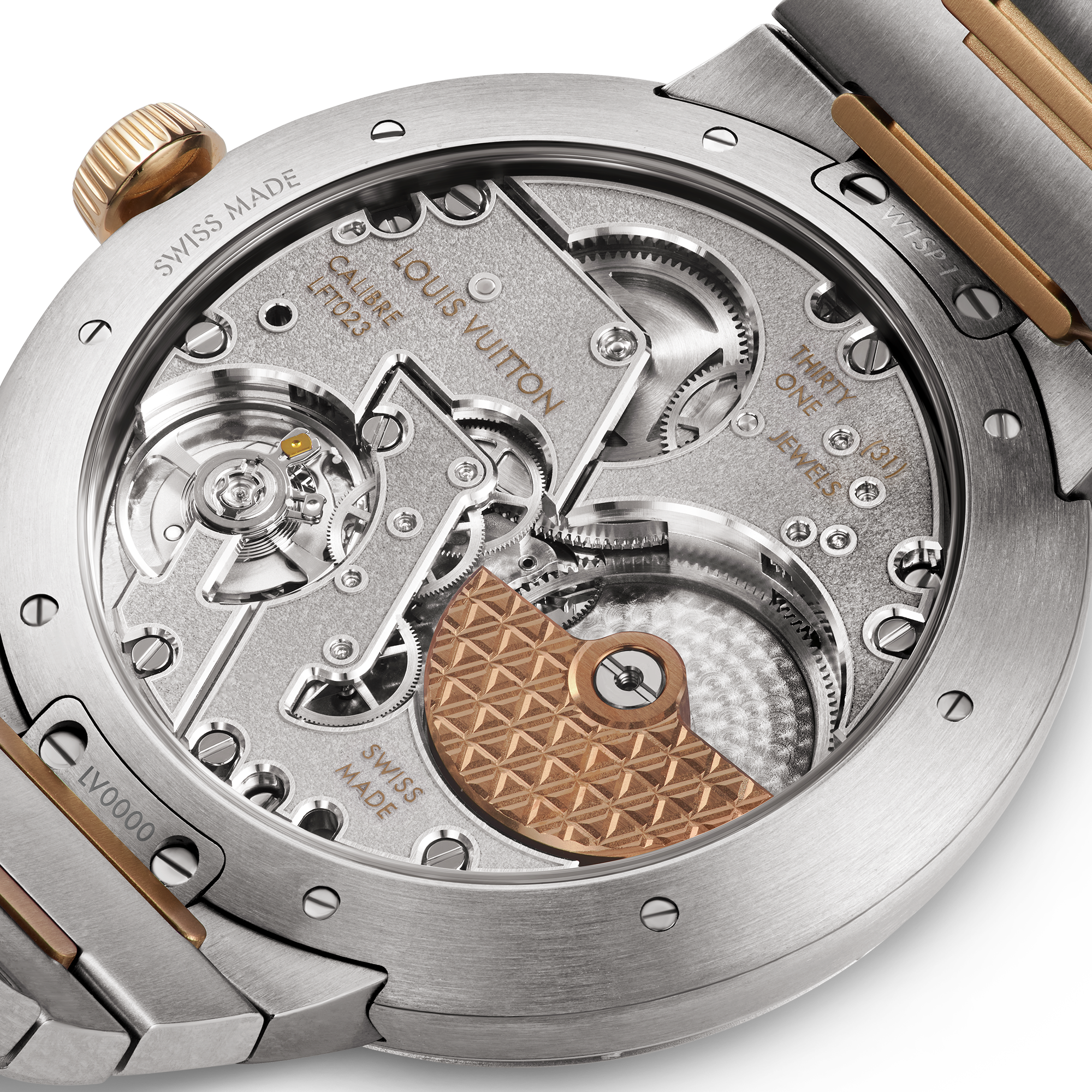  All Watches } Tambour, Automatic, 40mm, Steel and Rose Gold | Louis Vuitton ® (Product zoom)