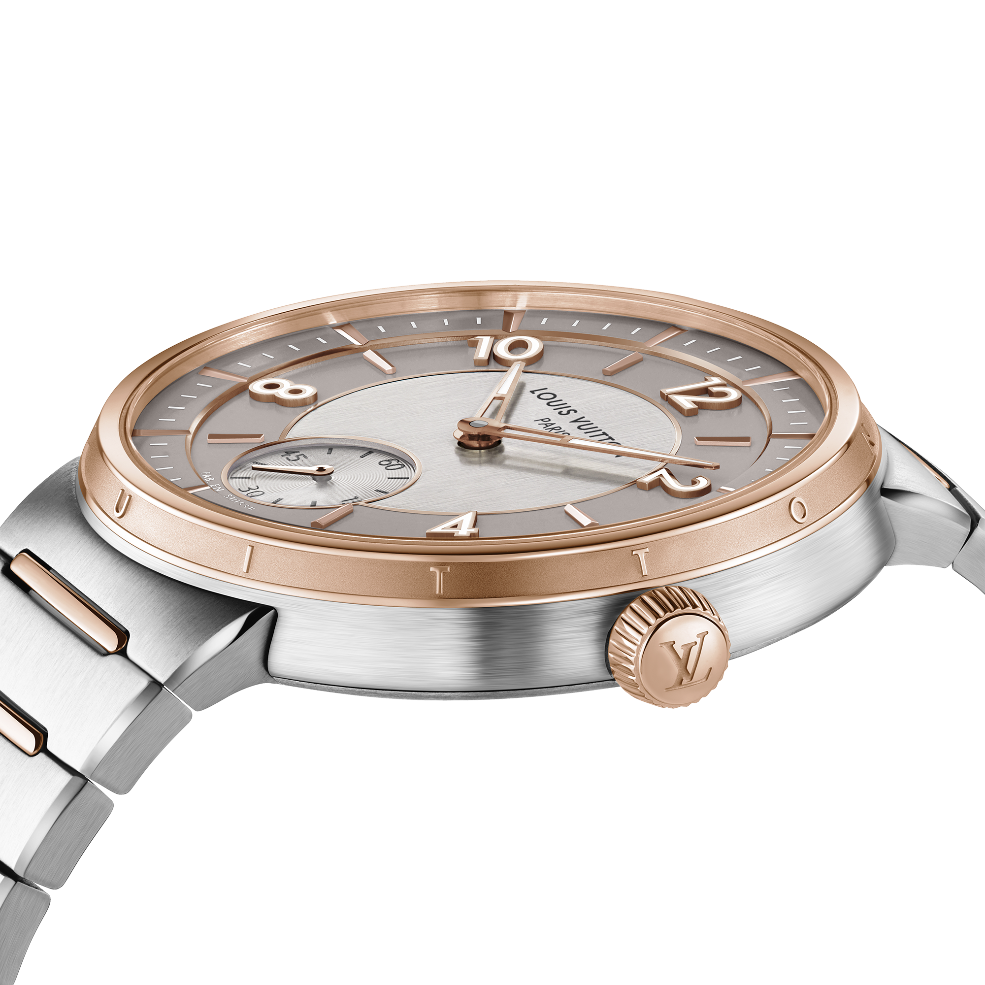  All Watches } Tambour, Automatic, 40mm, Steel and Rose Gold | Louis Vuitton ® (Product zoom)