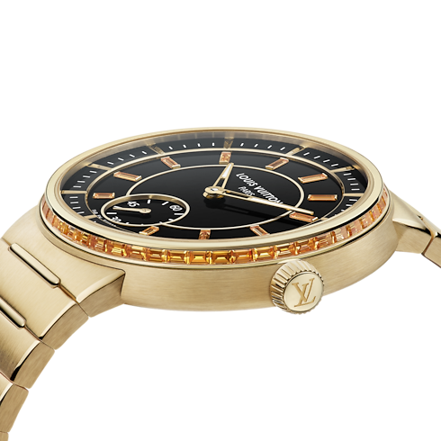 All Watches } Tambour, Automatic, 40mm, Yellow Gold, onyx, sapphires | Louis Vuitton ® (Product zoom)