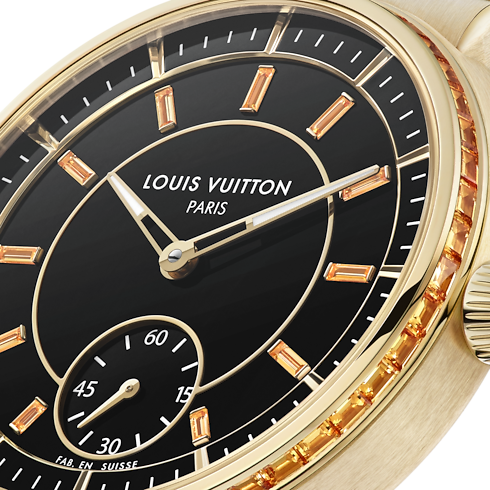 All Watches } Tambour, Automatic, 40mm, Yellow Gold, onyx, sapphires | Louis Vuitton ® (Product zoom)
