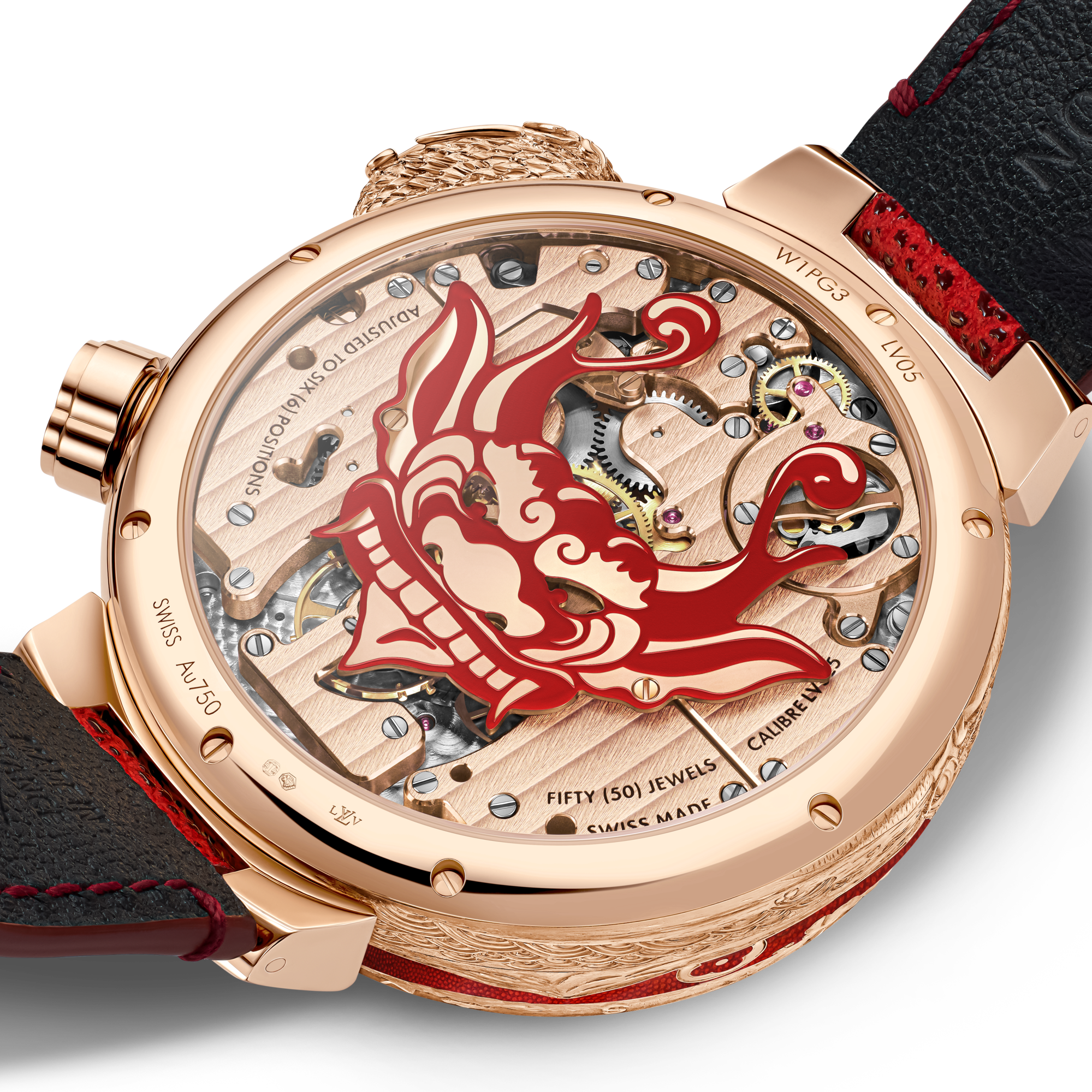  All Watches } Tambour Bushido Automata, Manual, 46.8 mm, Rose Gold  | Louis Vuitton ® (Product zoom)
