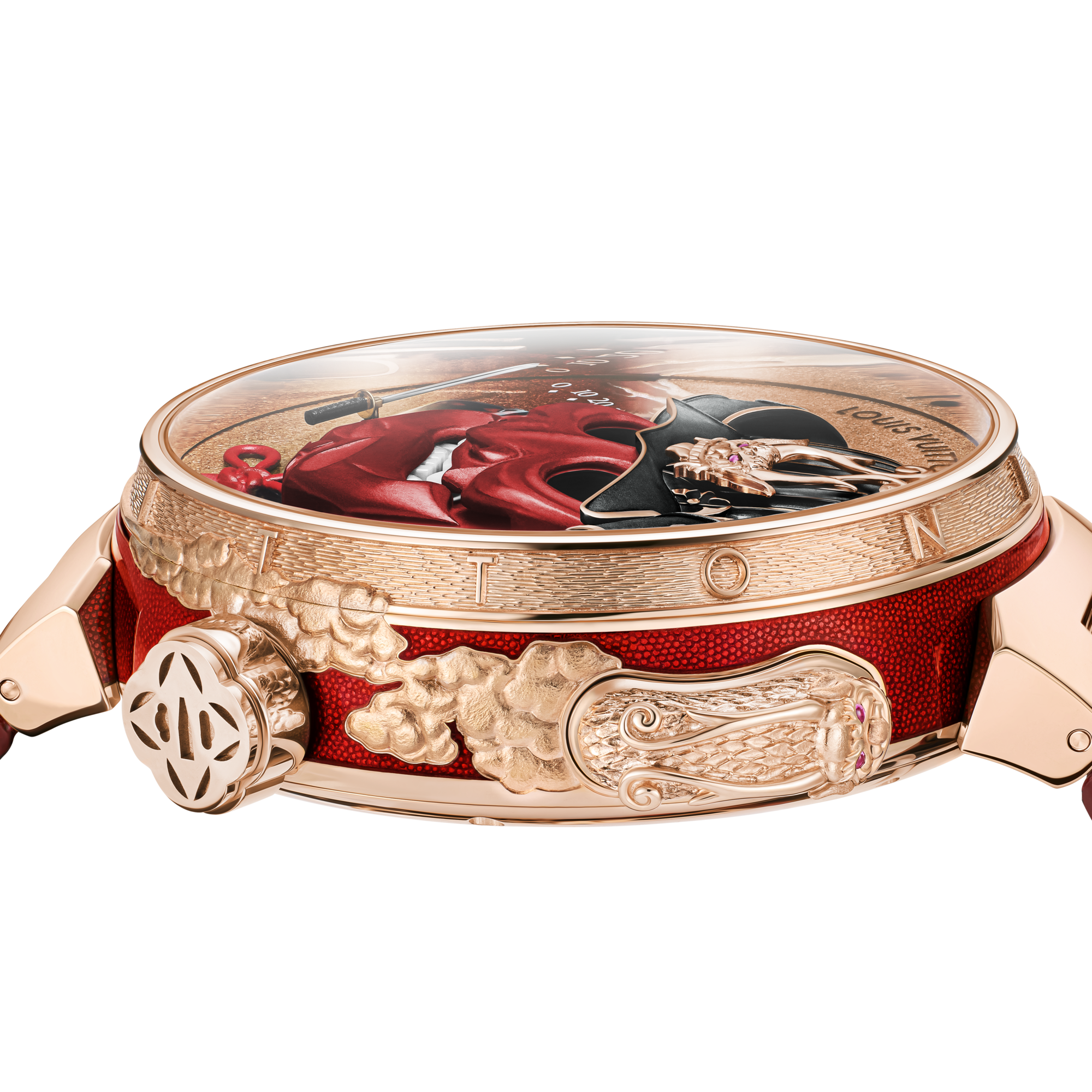  All Watches } Tambour Bushido Automata, Manual, 46.8 mm, Rose Gold  | Louis Vuitton ® (Product zoom)