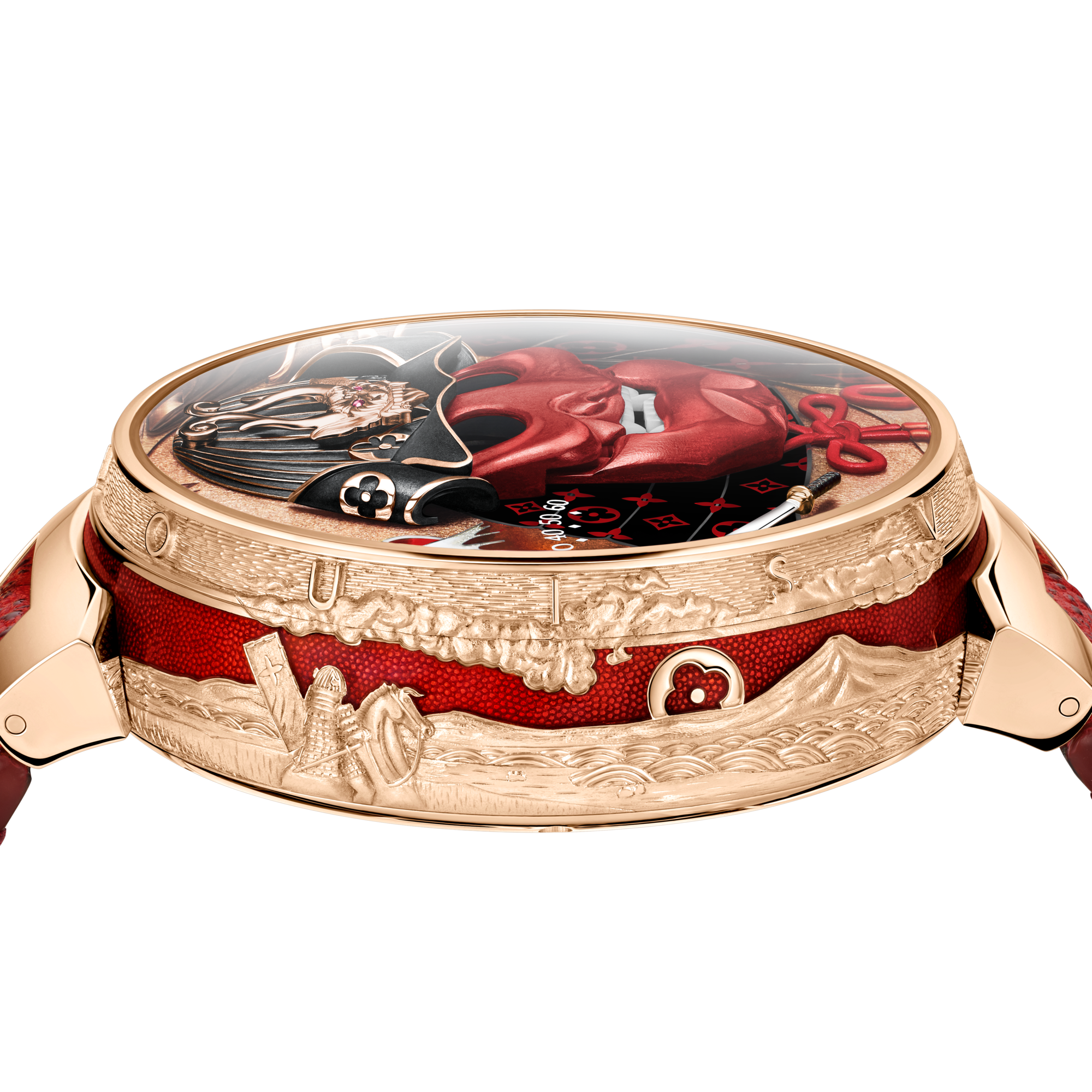  All Watches } Tambour Bushido Automata, Manual, 46.8 mm, Rose Gold  | Louis Vuitton ® (Product zoom)