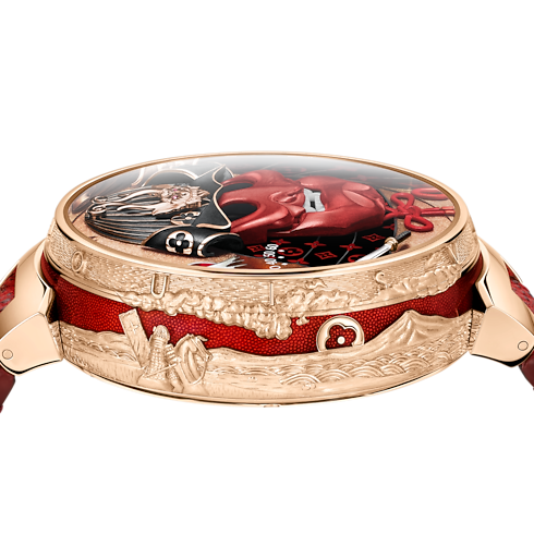 All Watches } Tambour Bushido Automata, Manual, 46.8 mm, Rose Gold | Louis Vuitton ® (Product zoom)