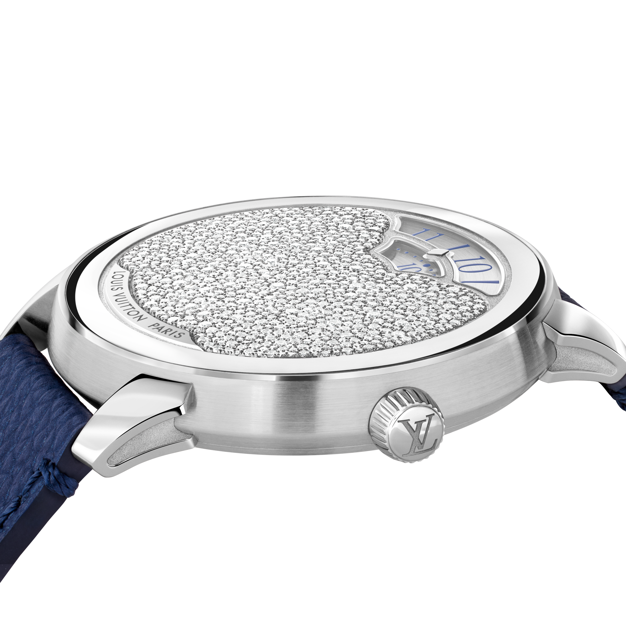  All Watches } Tambour Convergence, Automatic, 37mm, Platinum and diamonds | Louis Vuitton ® (Product zoom)