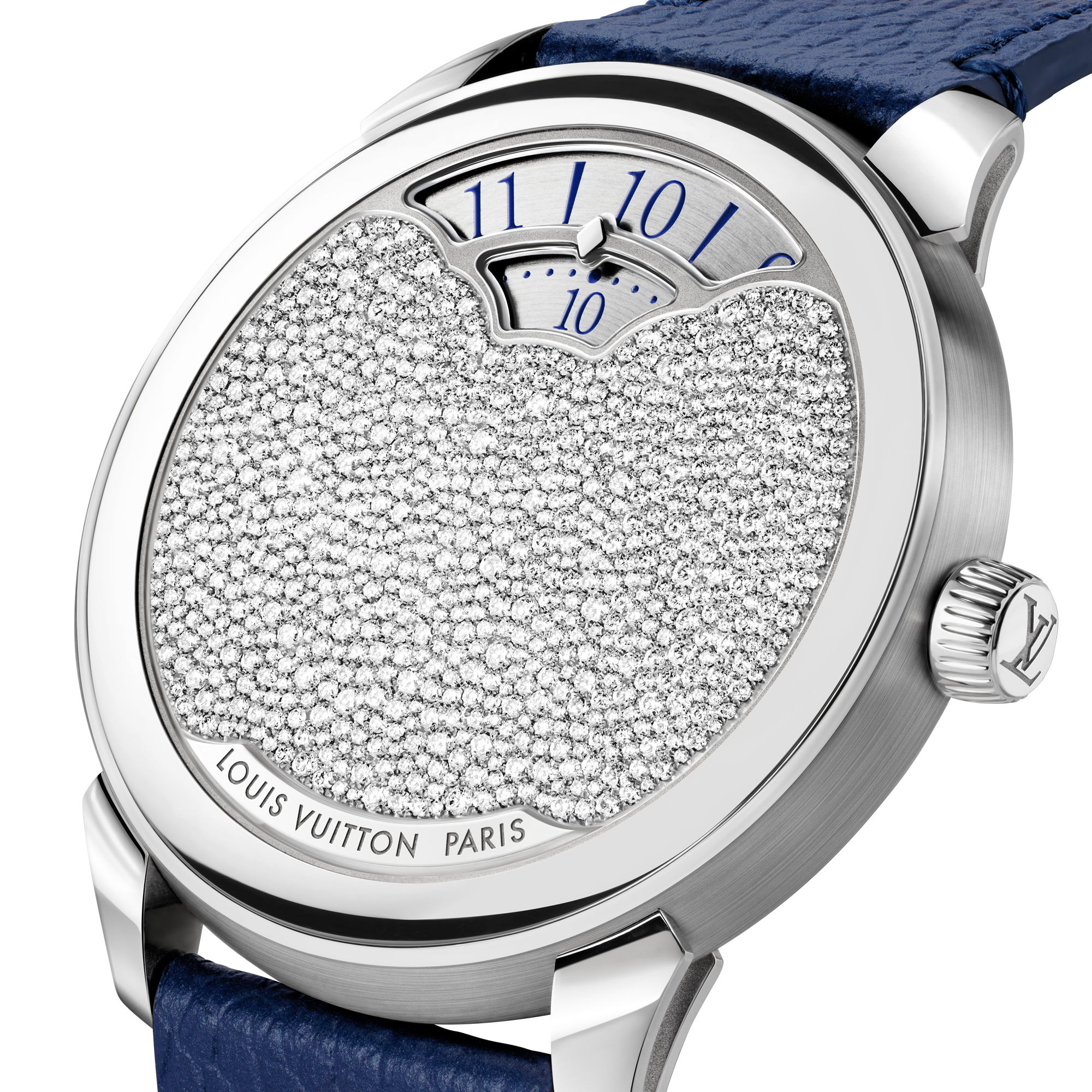  All Watches } Tambour Convergence, Automatic, 37mm, Platinum and diamonds | Louis Vuitton ® (Product zoom)