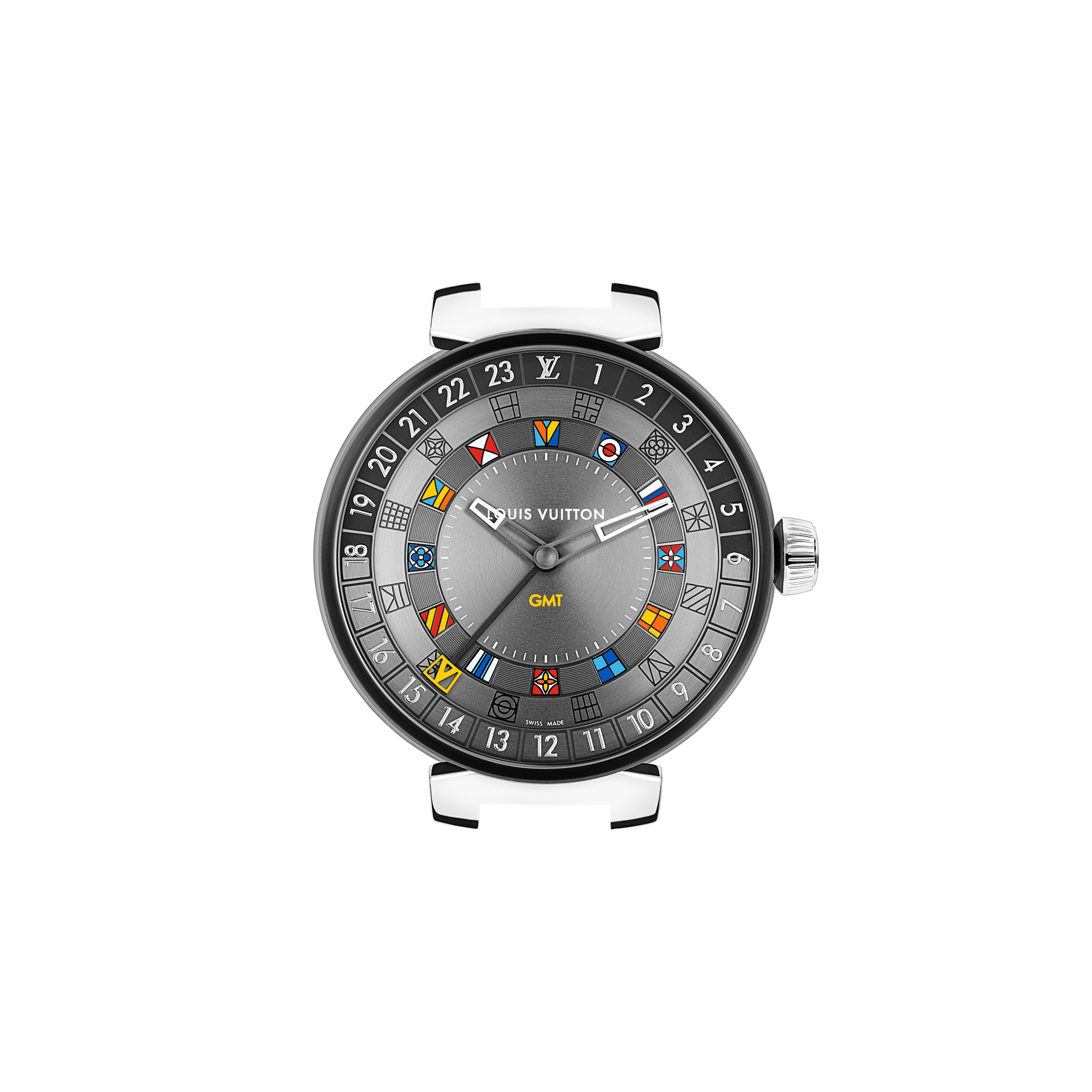  Watches Collections My LV Tambour Tambour Moon Dual Time Graphite 44 | Louis Vuitton ® (Product zoom)