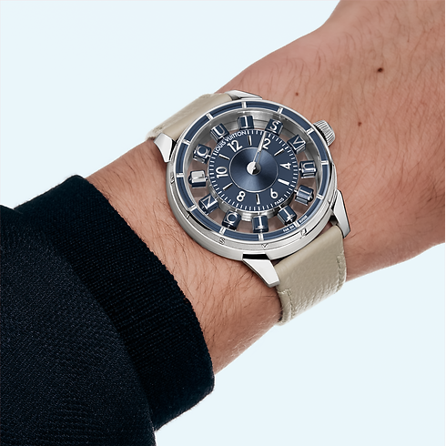 All Watches } Tambour Spin Time Air, Automatic, 42.5mm, White gold | Louis Vuitton ® (Product zoom)