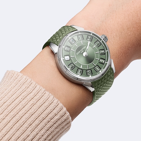 All Watches } Tambour Spin Time, Automatic, 39.5mm, White gold | Louis Vuitton ® (Product zoom)