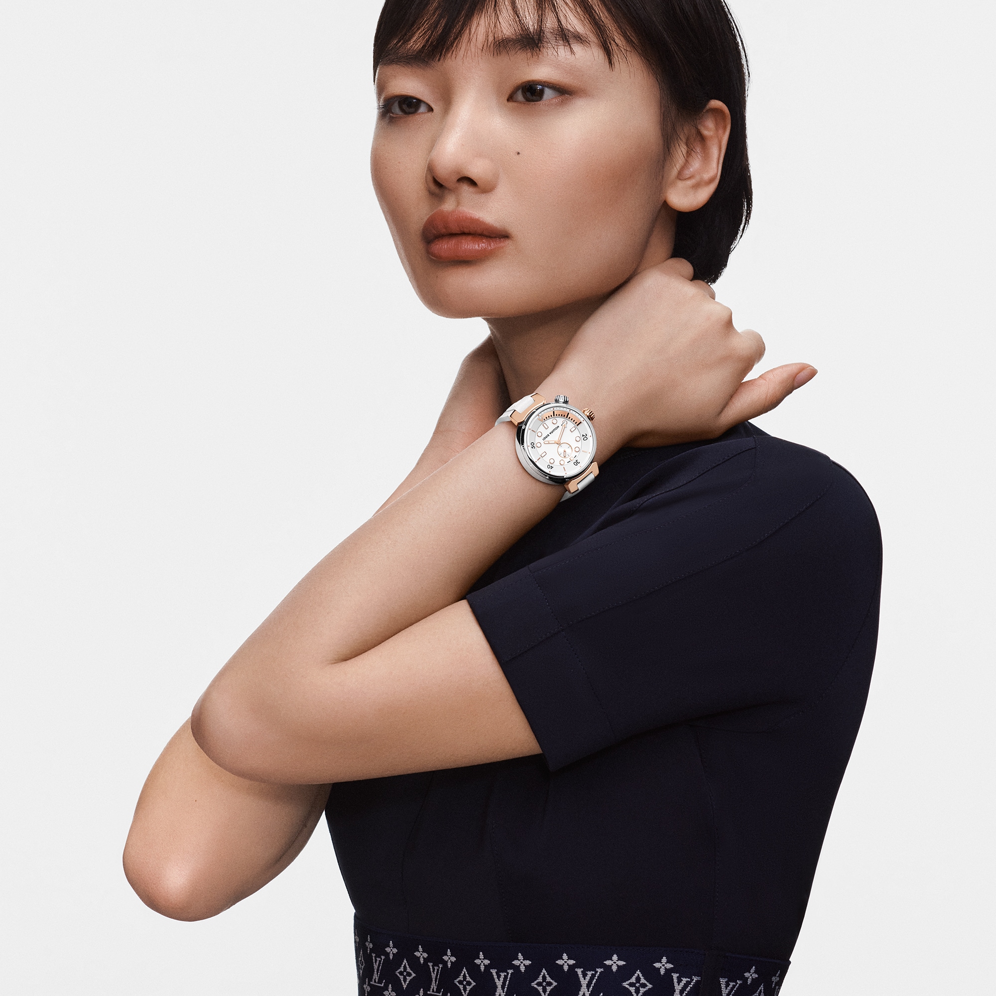  All Watches } Tambour Street Diver, Quartz, 39.5mm, Steel and Rose Gold | Louis Vuitton ® (Product zoom)