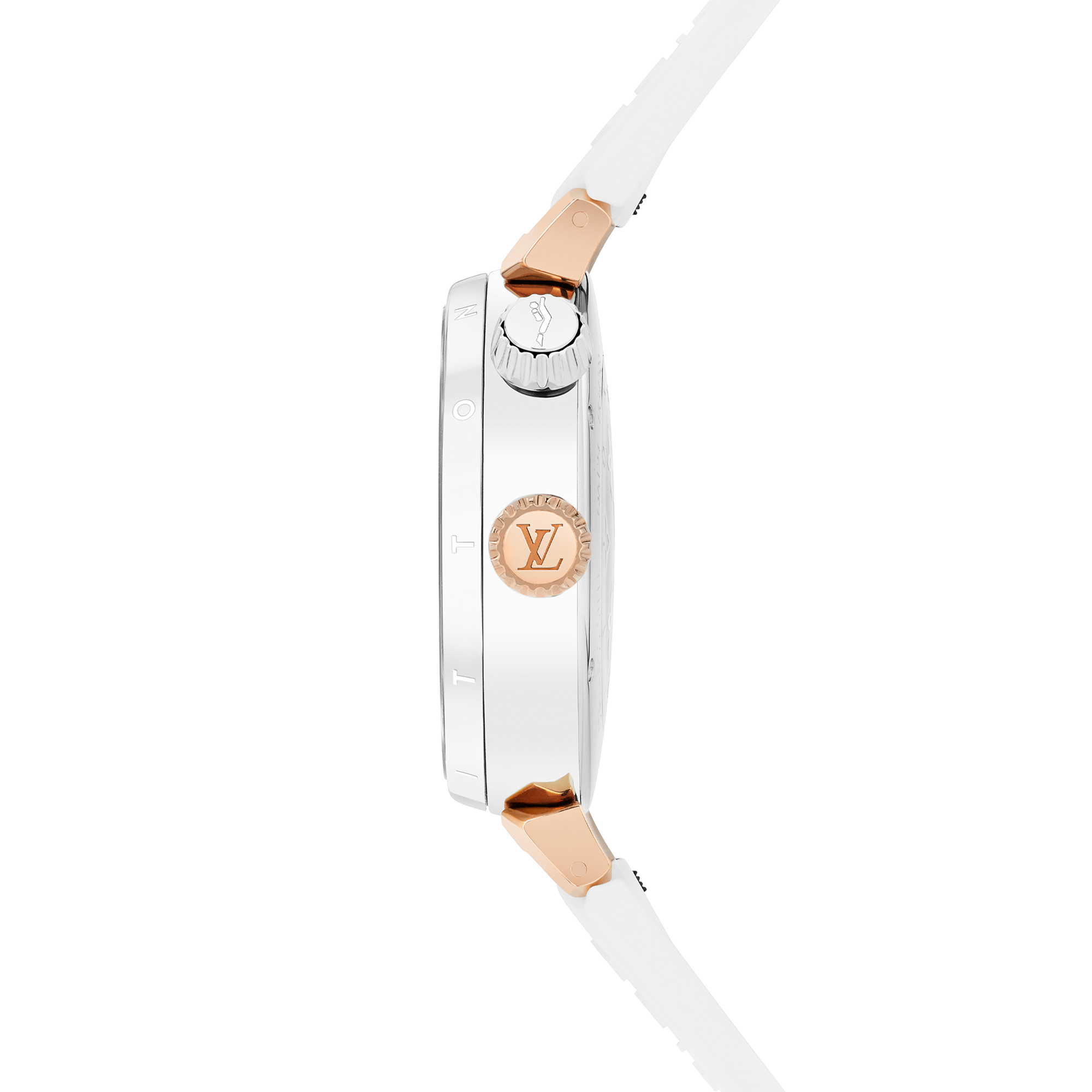  All Watches } Tambour Street Diver, Quartz, 39.5mm, Steel and Rose Gold | Louis Vuitton ® (Product zoom)