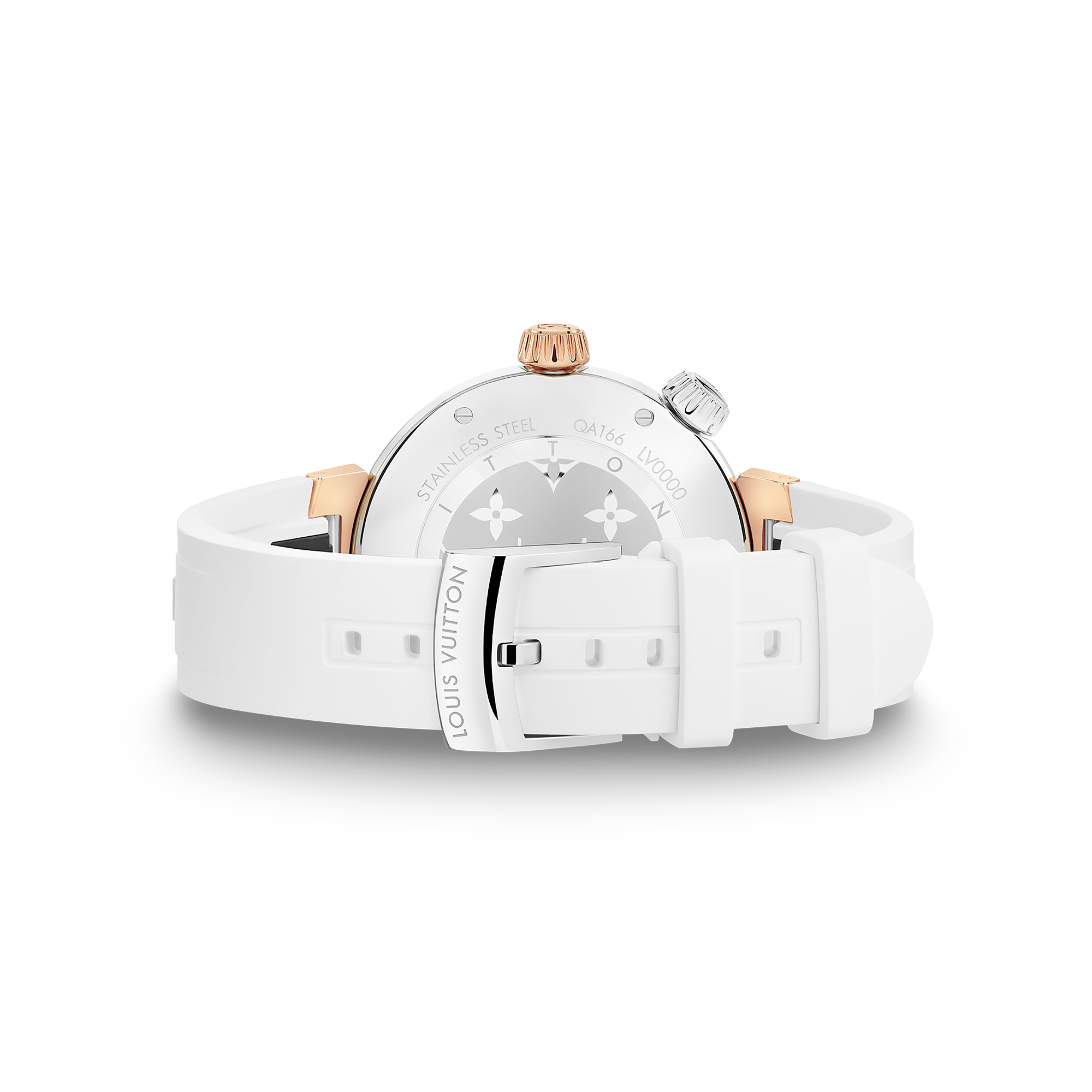  All Watches } Tambour Street Diver, Quartz, 39.5mm, Steel and Rose Gold | Louis Vuitton ® (Product zoom)