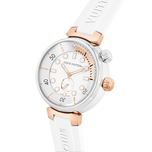 All Watches } Tambour Street Diver, Quartz, 39.5mm, Steel and Rose Gold | Louis Vuitton ® (Product zoom)