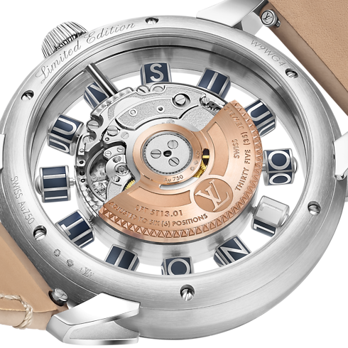 All Watches } Tambour Taiko Spin Time Air, Automatic, 42.5mm, White gold | Louis Vuitton ® (Product zoom)