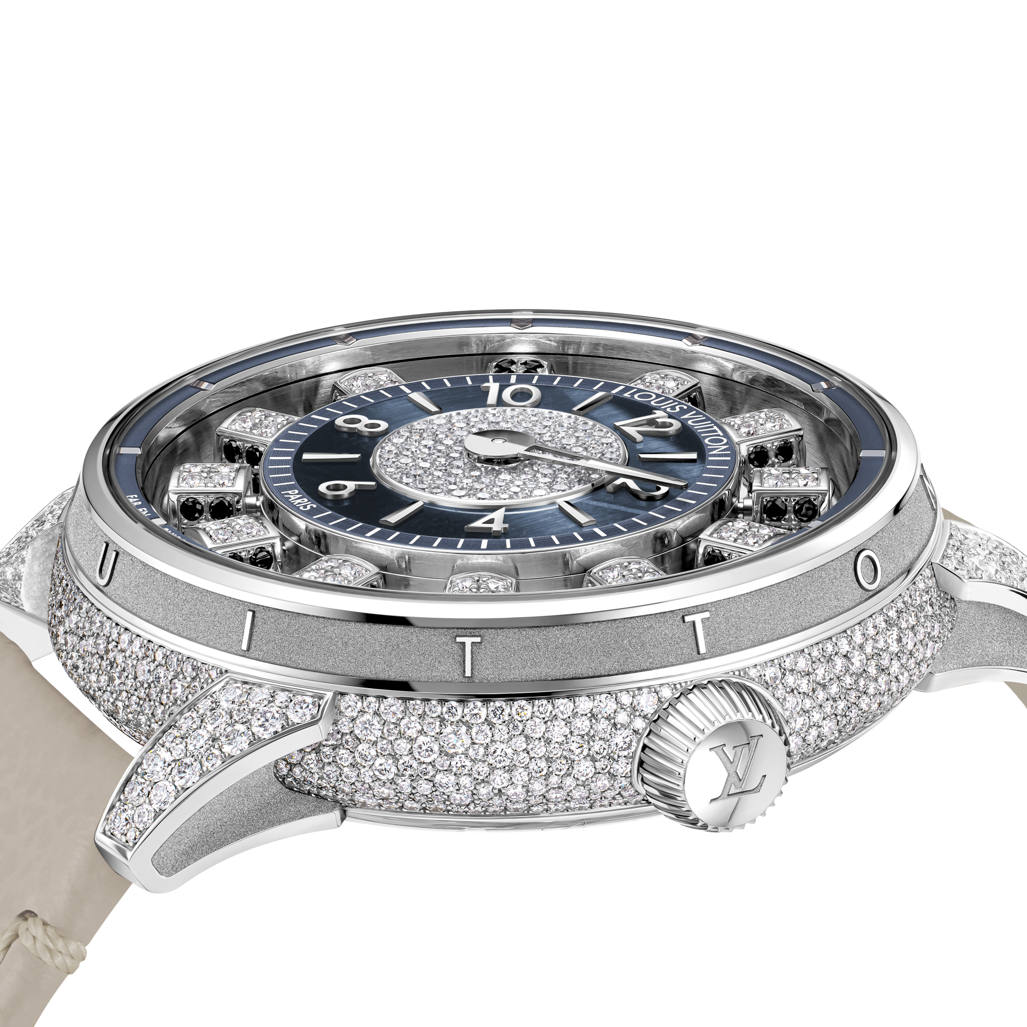  All Watches } Tambour Taiko Spin Time Air, Automatic, 42.5mm, White gold, Hawk