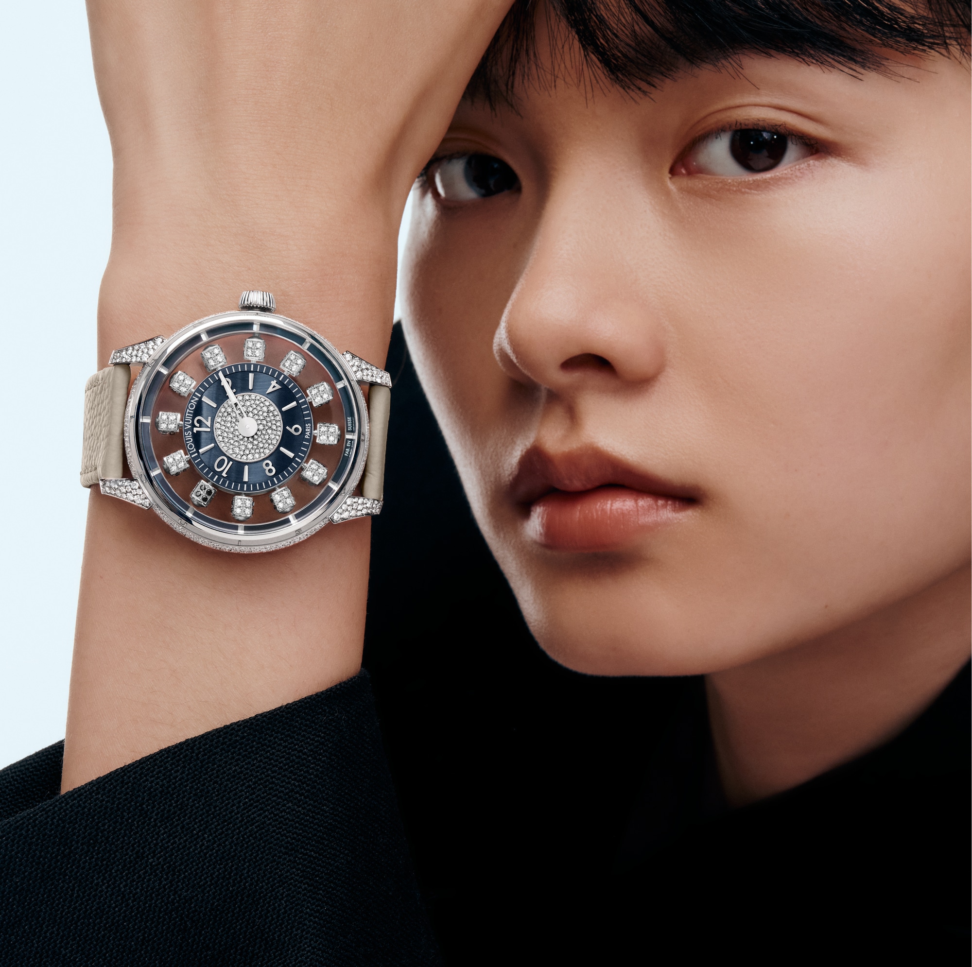  All Watches } Tambour Taiko Spin Time Air, Automatic, 42.5mm, White gold, Hawk