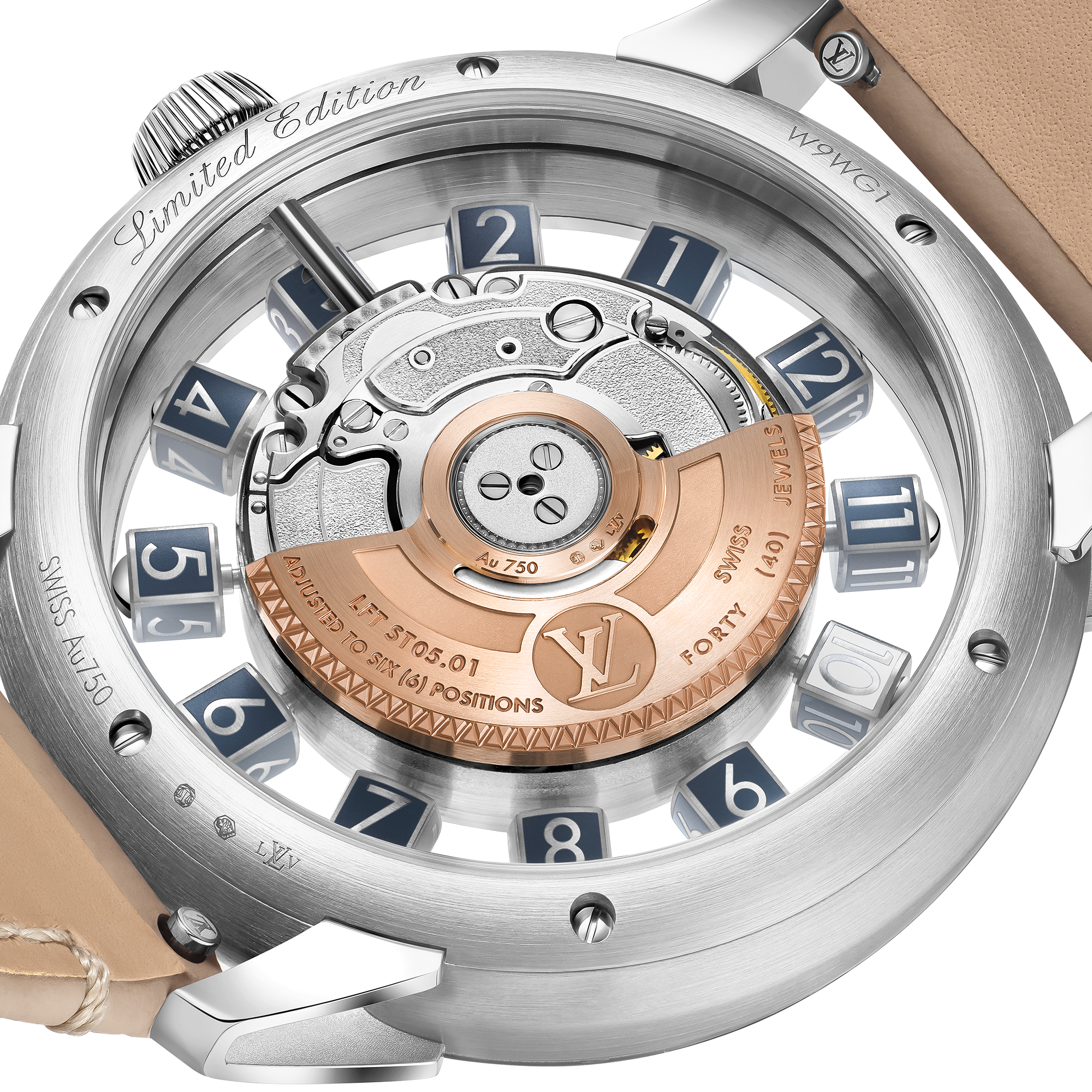  All Watches } Tambour Taiko Spin Time Air Flying Tourbillon, Automatic, 42.5mm, White gold | Louis Vuitton ® (Product zoom)