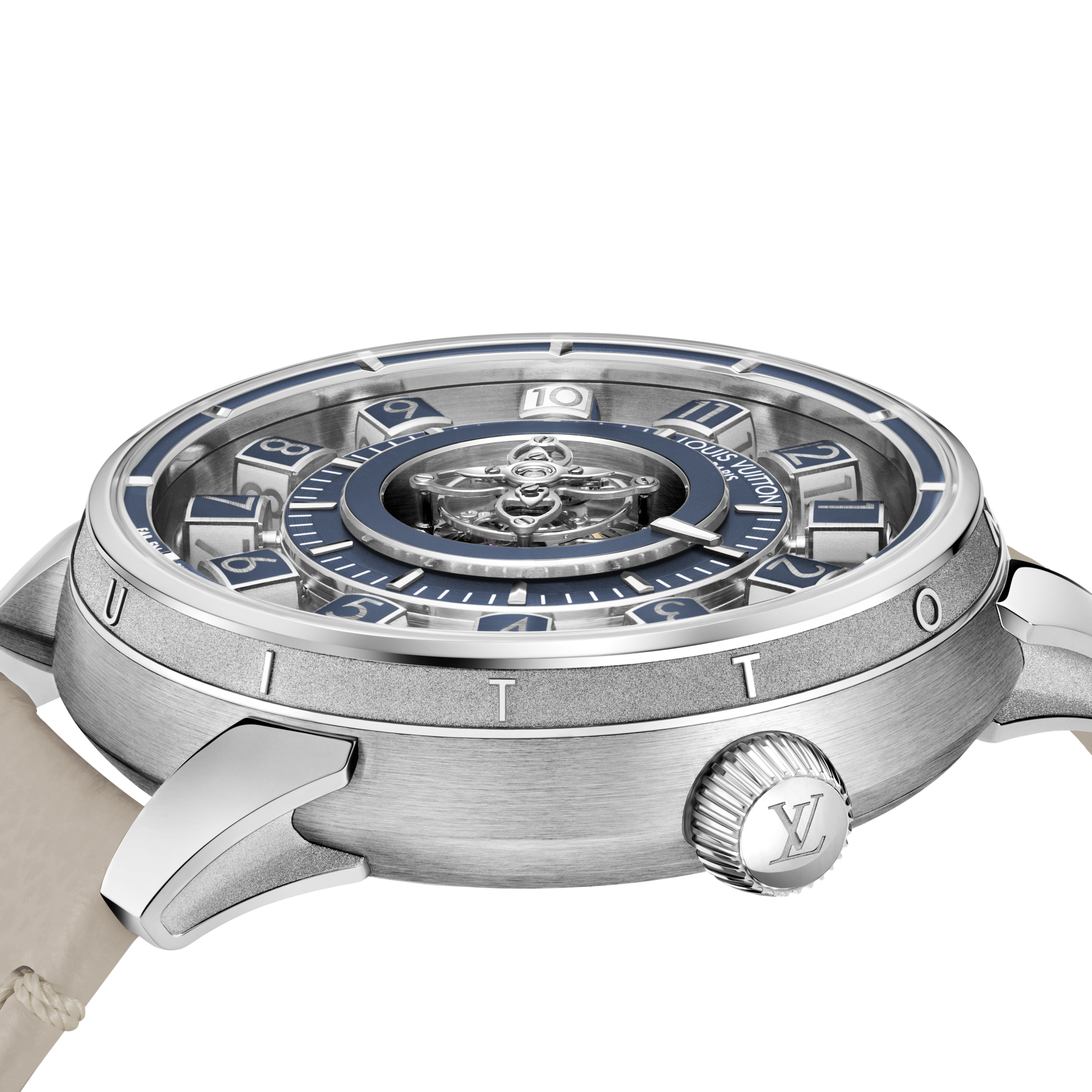  All Watches } Tambour Taiko Spin Time Air Flying Tourbillon, Automatic, 42.5mm, White gold | Louis Vuitton ® (Product zoom)