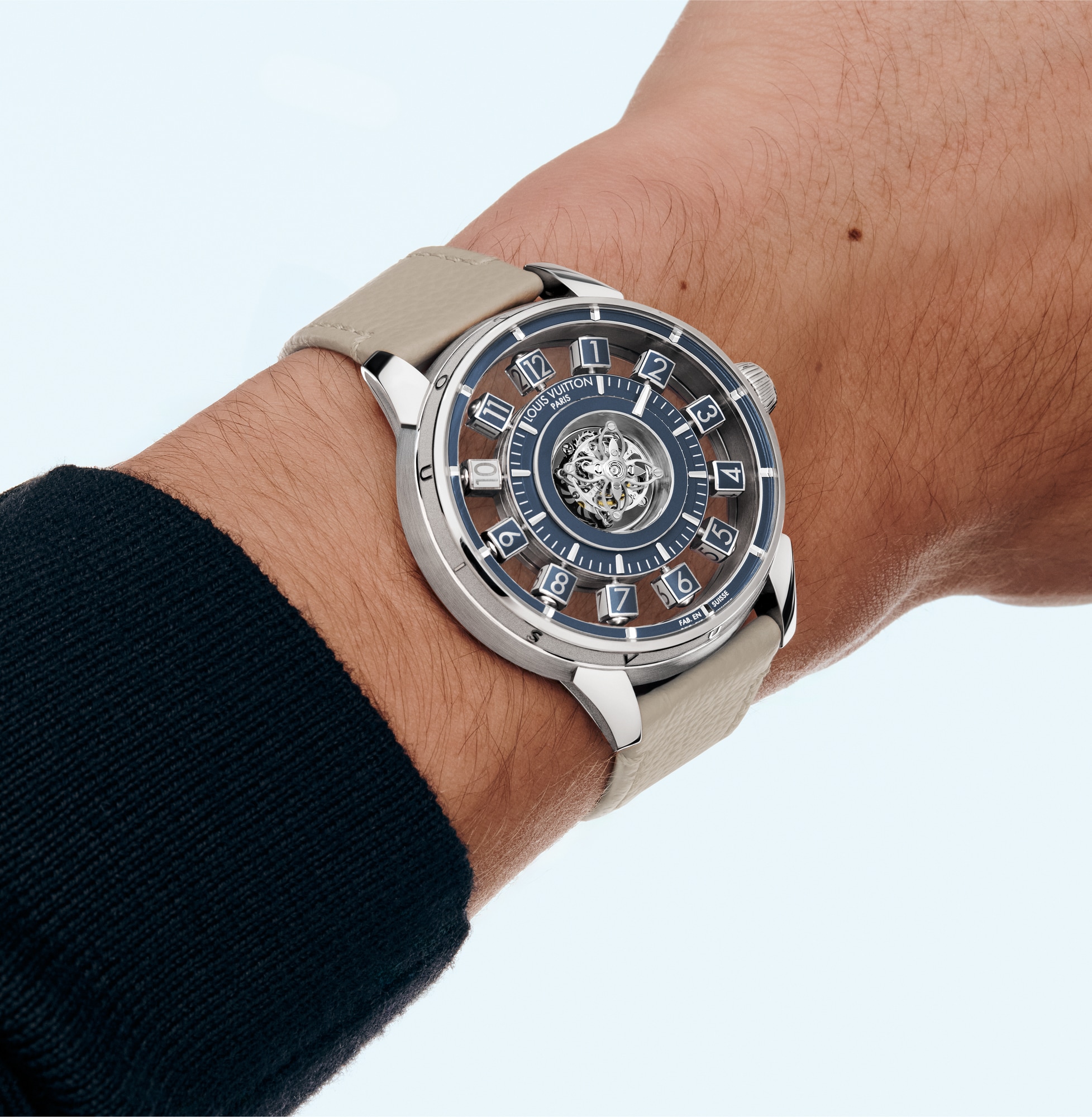  All Watches } Tambour Taiko Spin Time Air Flying Tourbillon, Automatic, 42.5mm, White gold | Louis Vuitton ® (Product zoom)