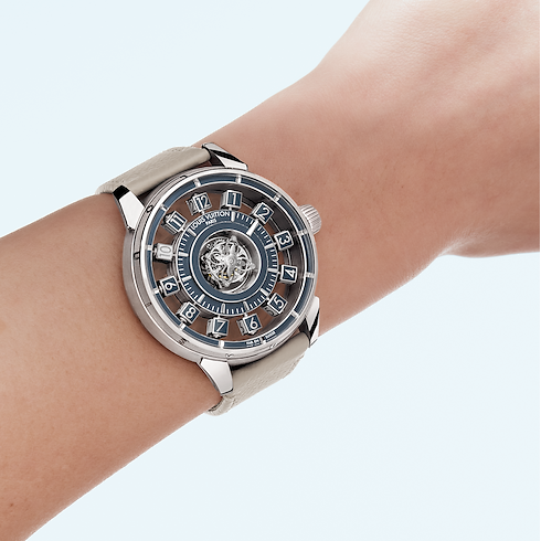 All Watches } Tambour Taiko Spin Time Air Flying Tourbillon, Automatic, 42.5mm, White gold | Louis Vuitton ® (Product zoom)