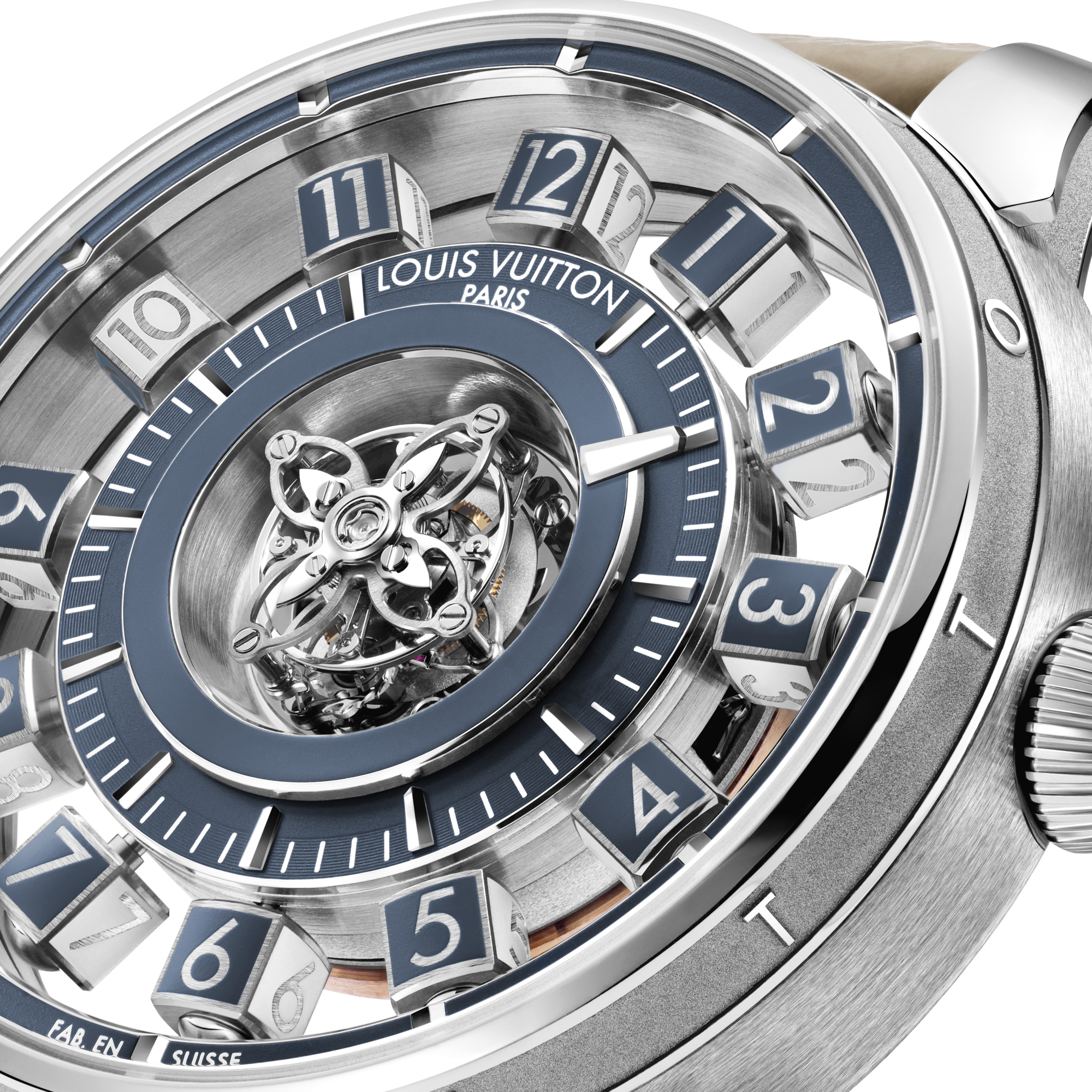 All Watches } Tambour Taiko Spin Time Air Flying Tourbillon, Automatic, 42.5mm, White gold | Louis Vuitton ® (Product zoom)