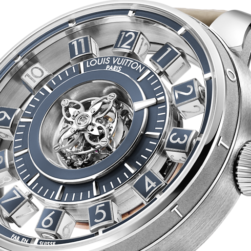 All Watches } Tambour Taiko Spin Time Air Flying Tourbillon, Automatic, 42.5mm, White gold | Louis Vuitton ® (Product zoom)