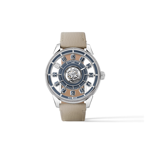 All Watches } Tambour Taiko Spin Time Air Flying Tourbillon, Automatic, 42.5mm, White gold | Louis Vuitton ® (Product zoom)