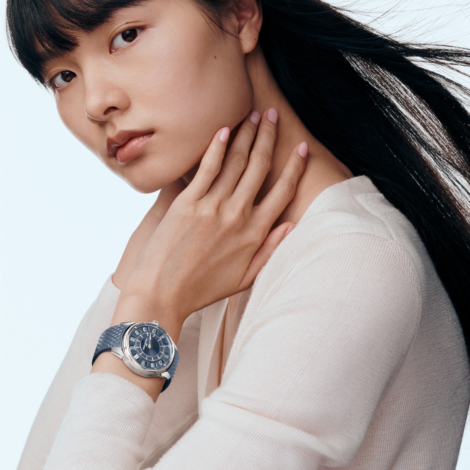  All Watches } Tambour Taiko Spin Time, Automatic, 39.5mm, White gold | Louis Vuitton ® (Product zoom)