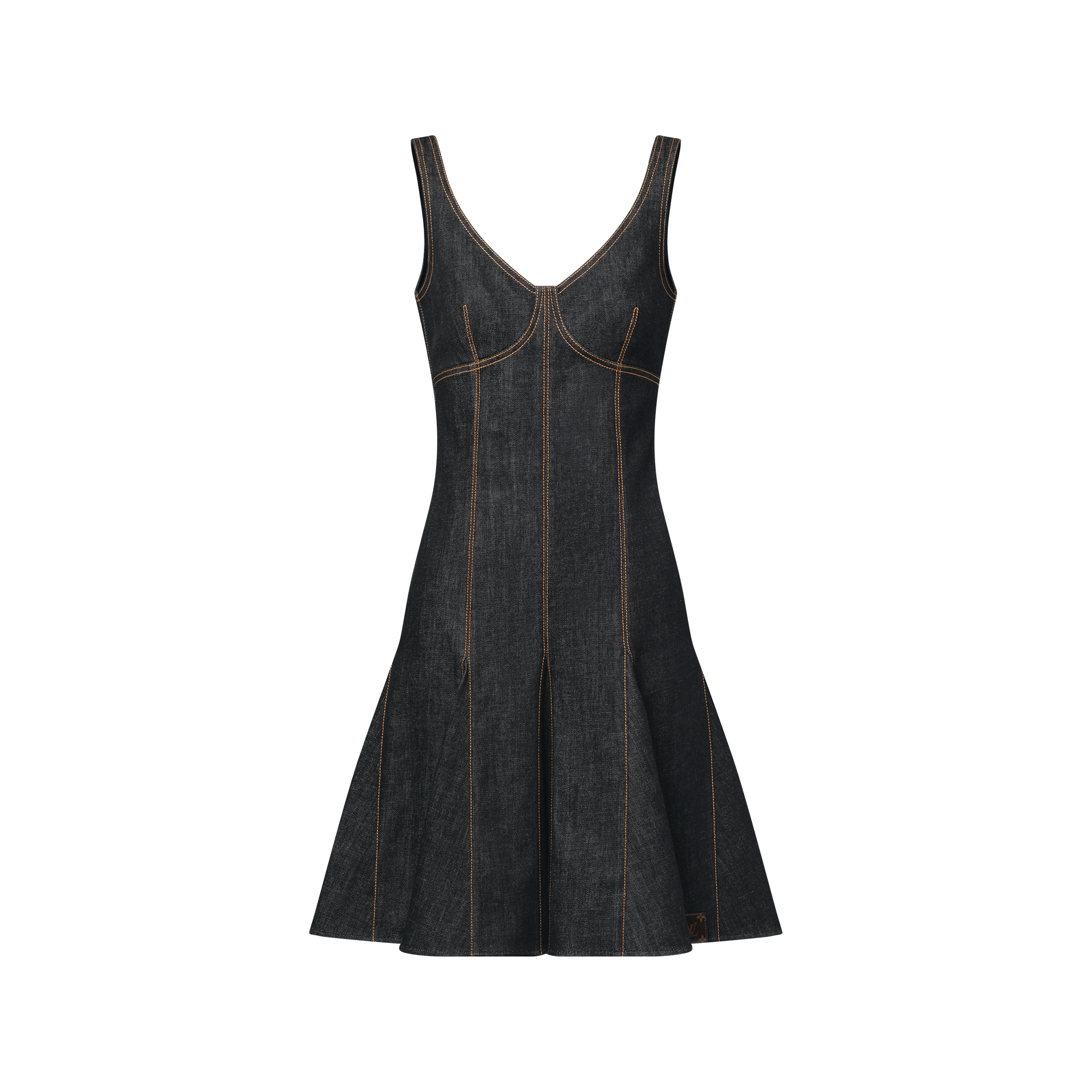 Louis Vuitton Topstitched Denim Dress BLACK. Size 38