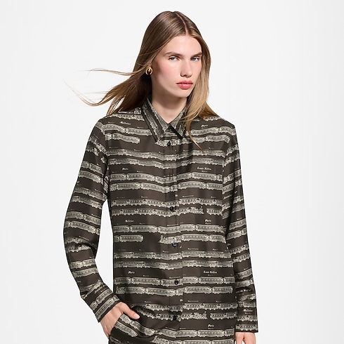 Ready-to-Wear Tops and Shirts Train Print Silk Shirt | Louis Vuitton ® (Product zoom)