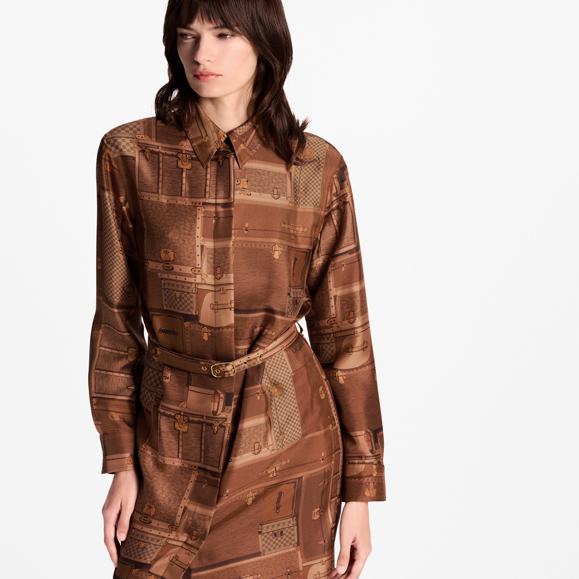  Ready-to-Wear Dresses Trunk Print Shirt Dress | Louis Vuitton ® (Product zoom)