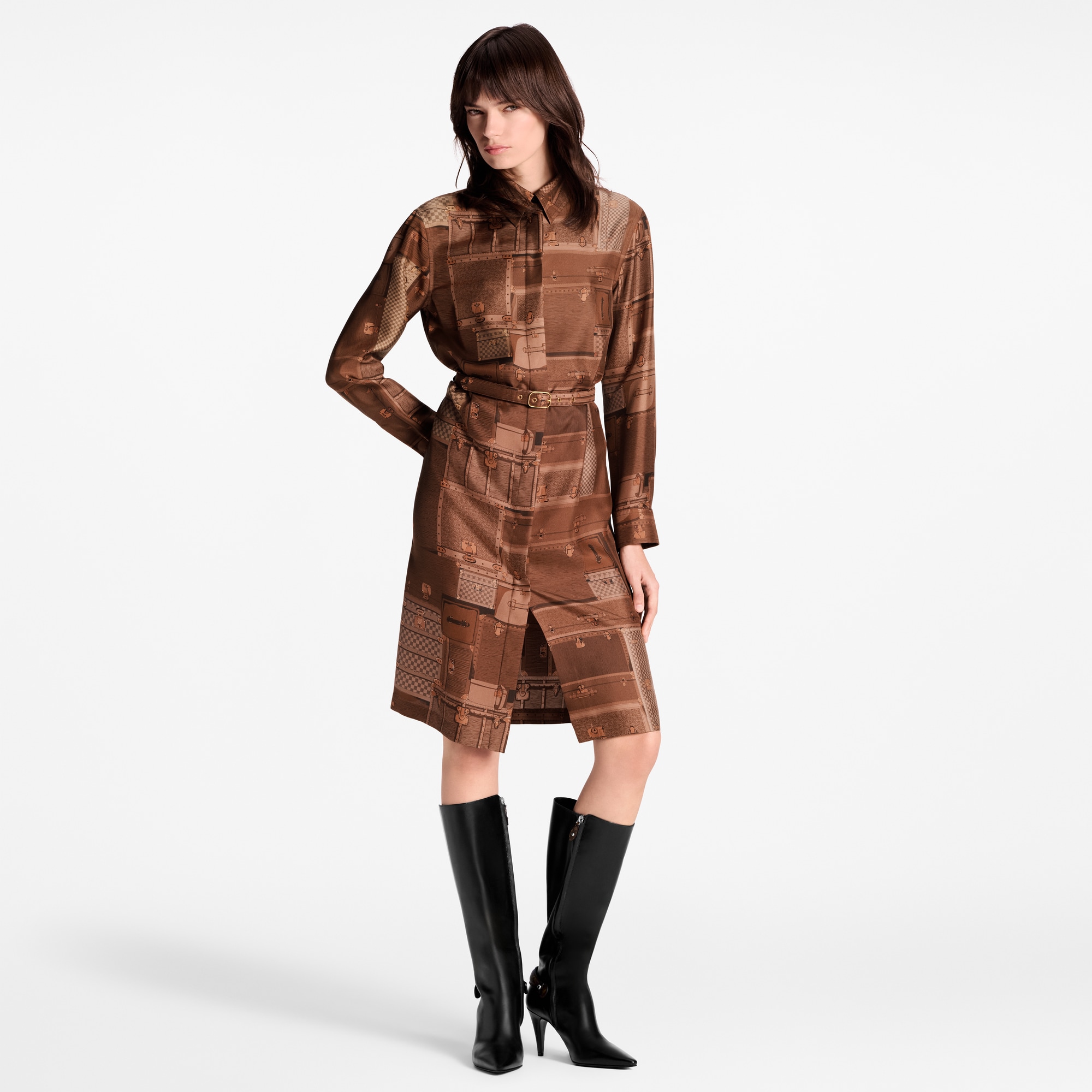  Ready-to-Wear Dresses Trunk Print Shirt Dress | Louis Vuitton ® (Product zoom)