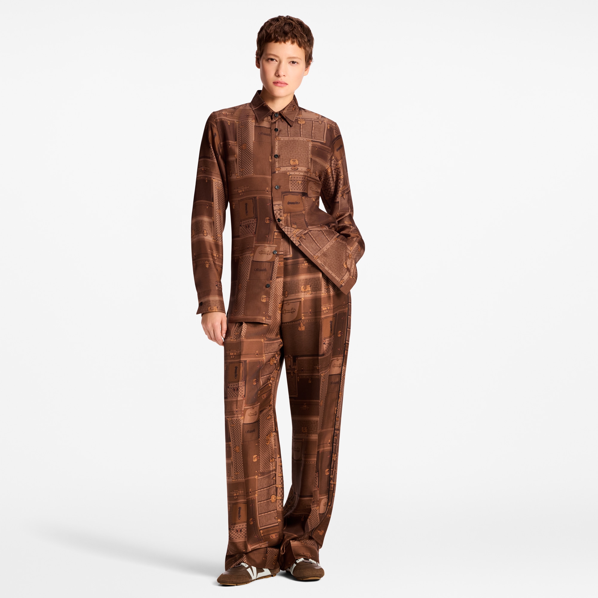  Ready-to-Wear Tops Trunk Print Silk Shirt | Louis Vuitton ® (Product zoom)