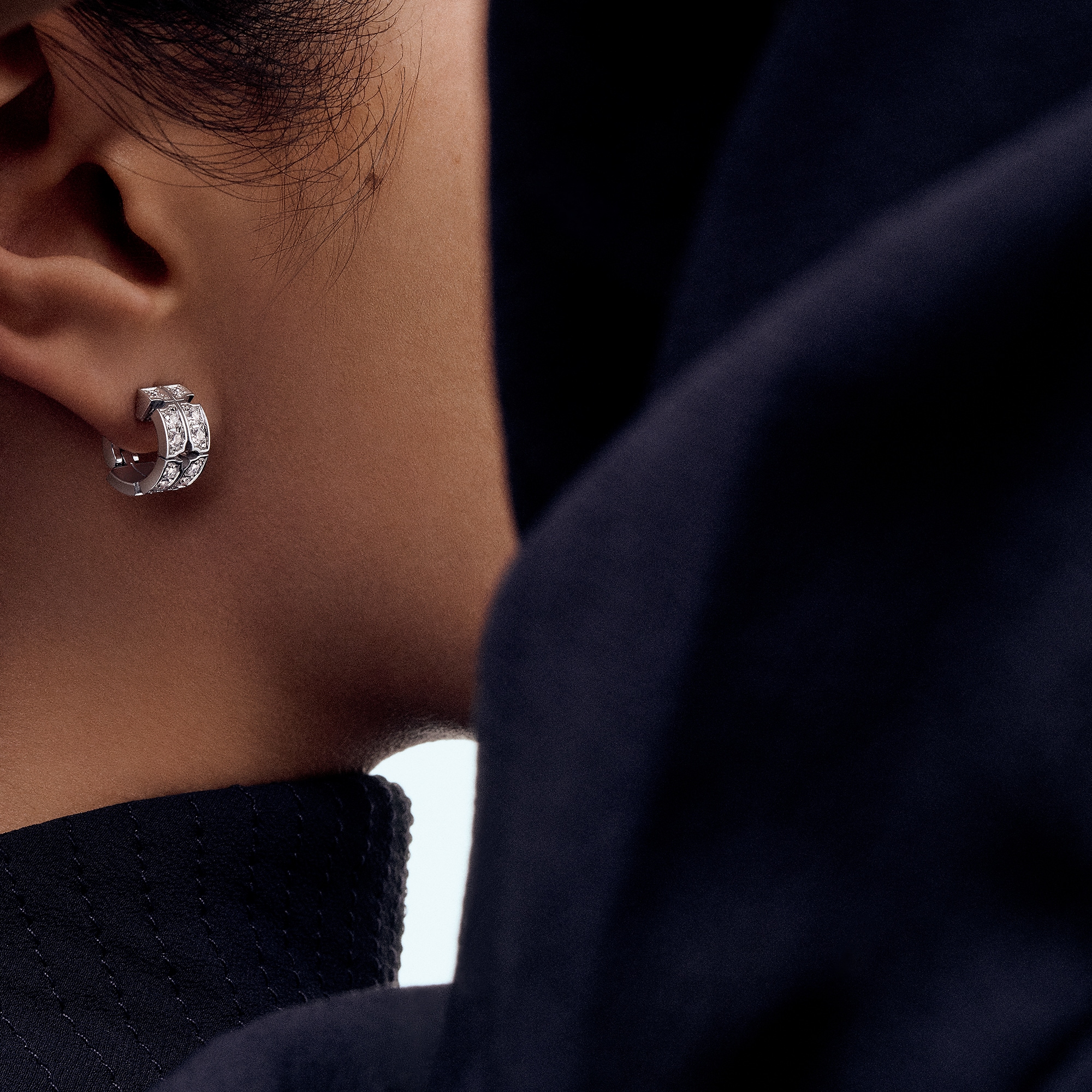 Tumbler Earrings, White Gold and Diamonds