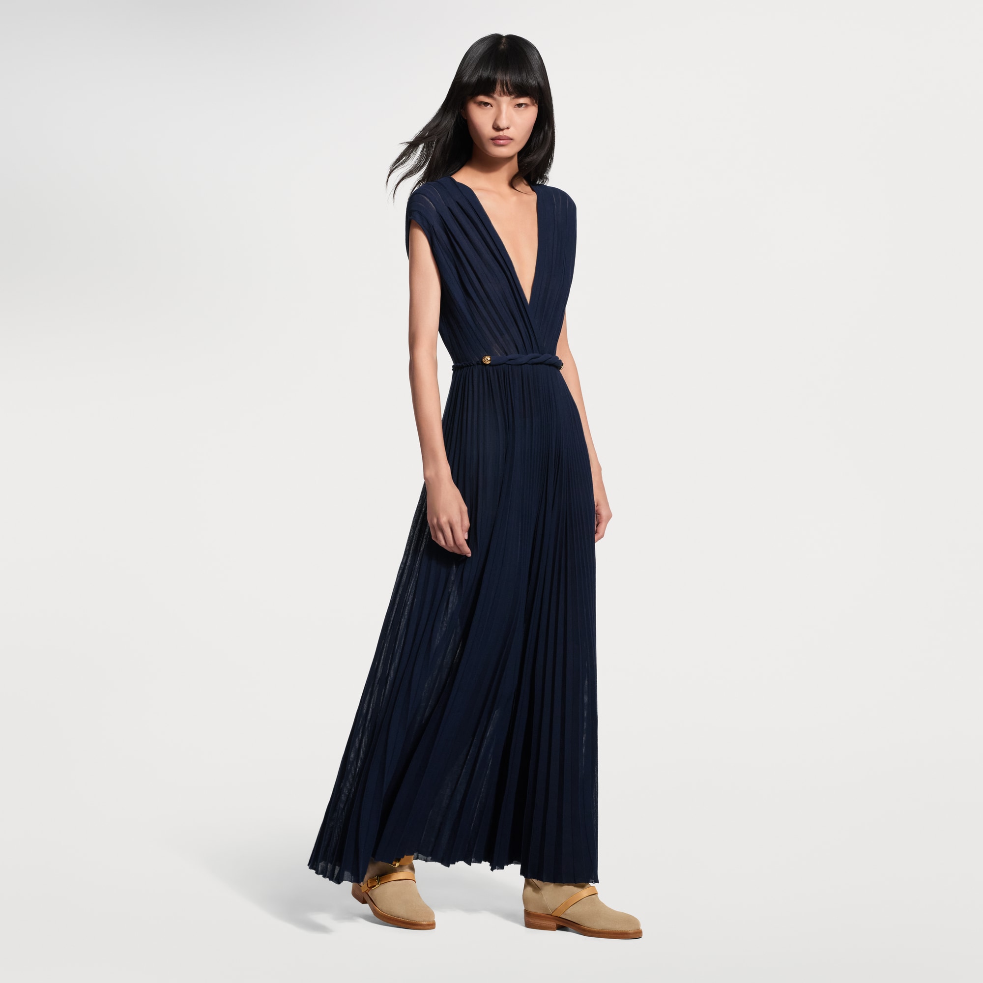 Twist Belt Pleated Dress - Women - Ready-to-Wear | LOUIS VUITTON