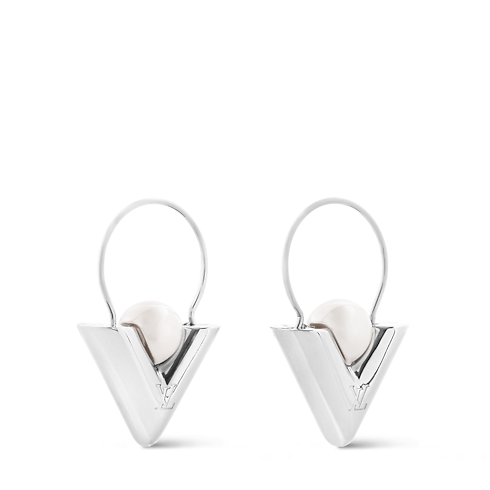 S00 Fashion Jewelry All Fashion Jewelry V For Vuitton Pearl And Metal Earrings | Louis Vuitton ® (Product zoom)