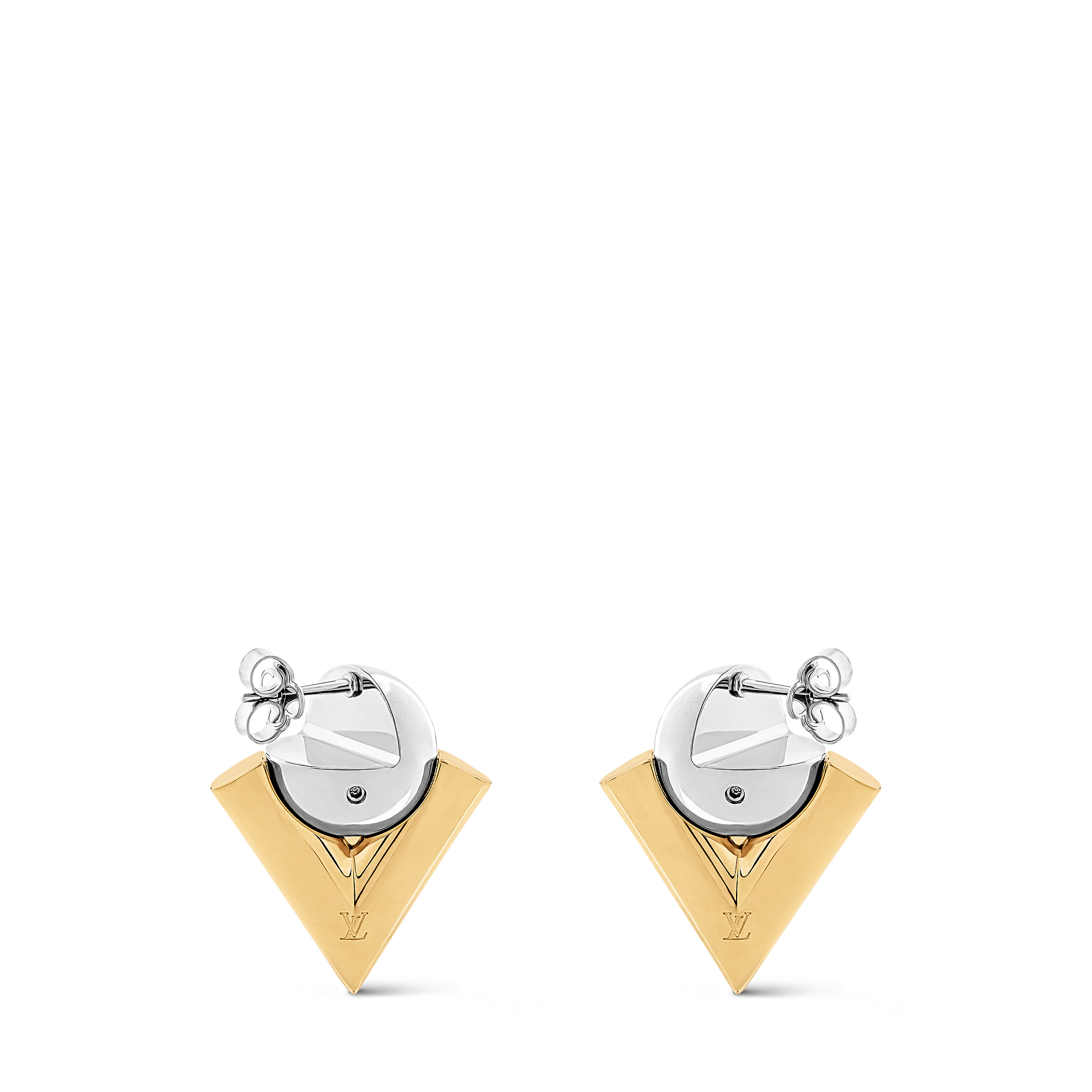 V For Vuitton Pearl And Metal Earrings