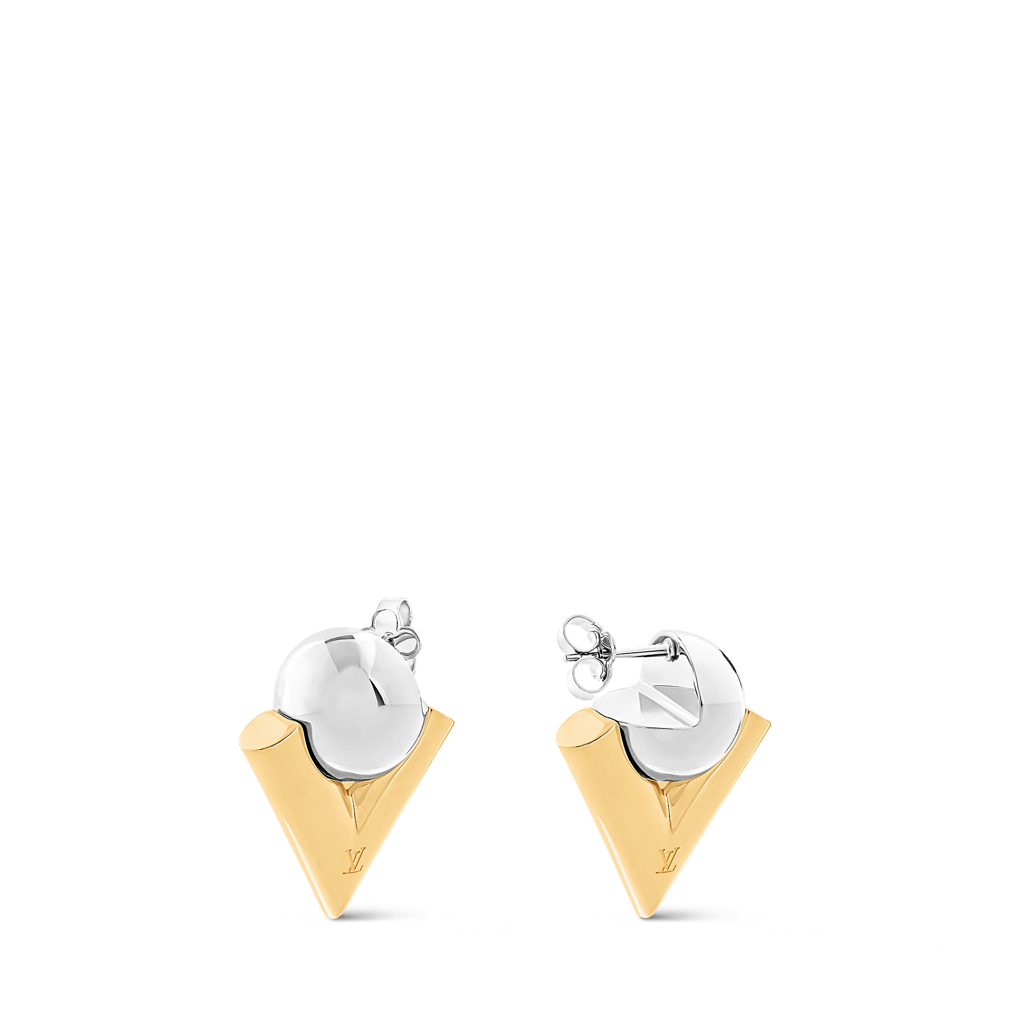 V For Vuitton Pearl And  Metal Earrings