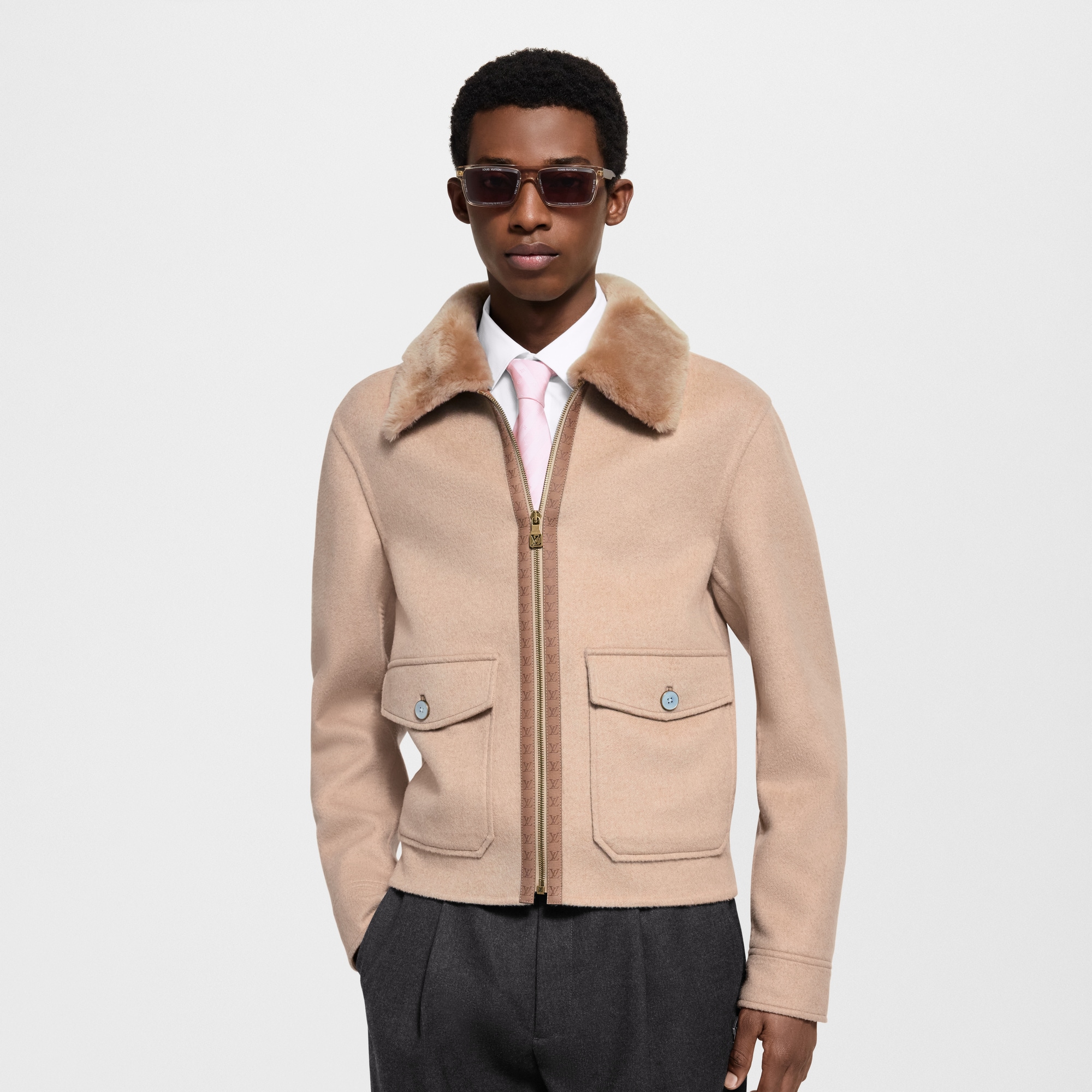  Ready-to-Wear Coats and Outerwear Vicuna-Cashmere Blend Double Face Blouson | Louis Vuitton ® (Product zoom)