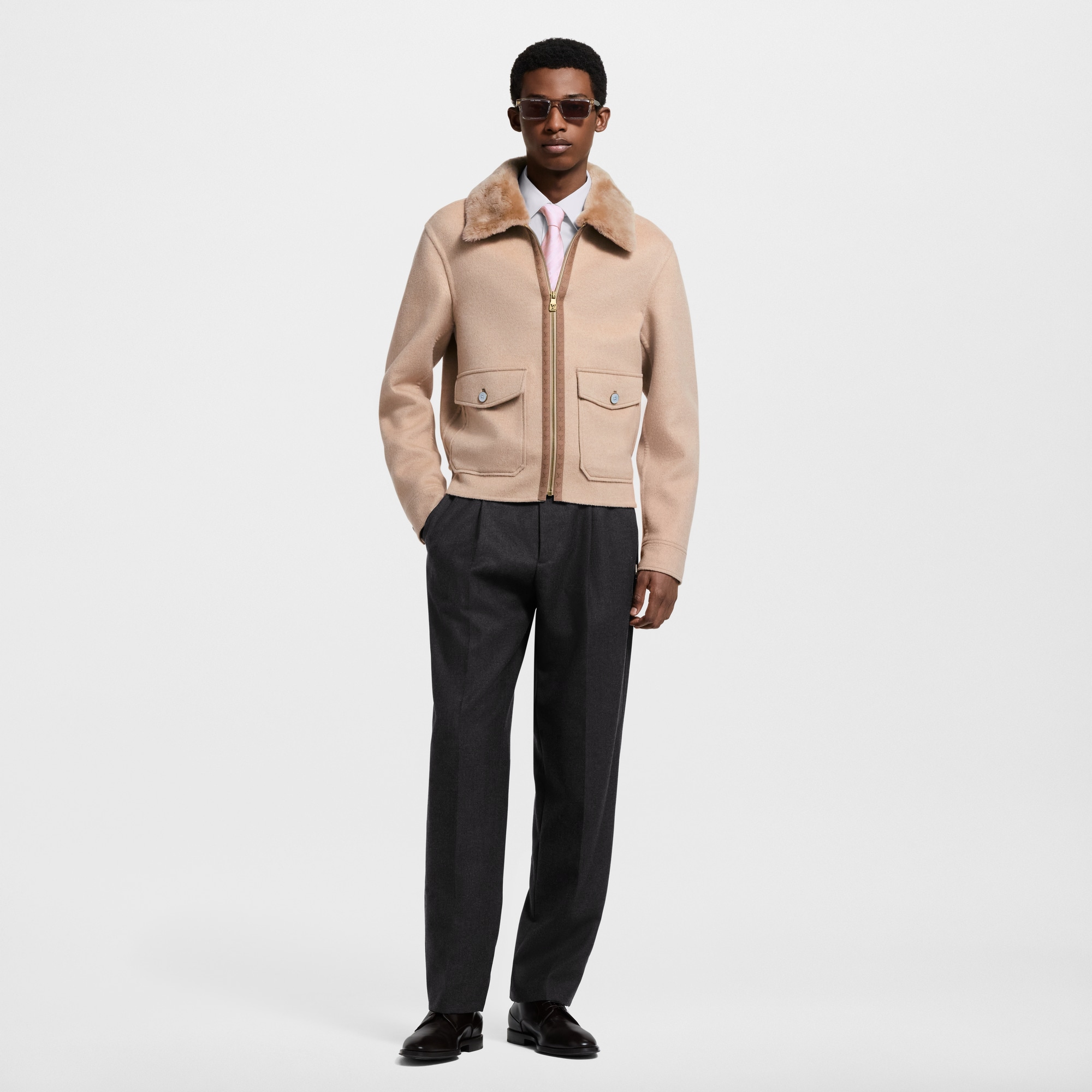  Ready-to-Wear Coats and Outerwear Vicuna-Cashmere Blend Double Face Blouson | Louis Vuitton ® (Product zoom)