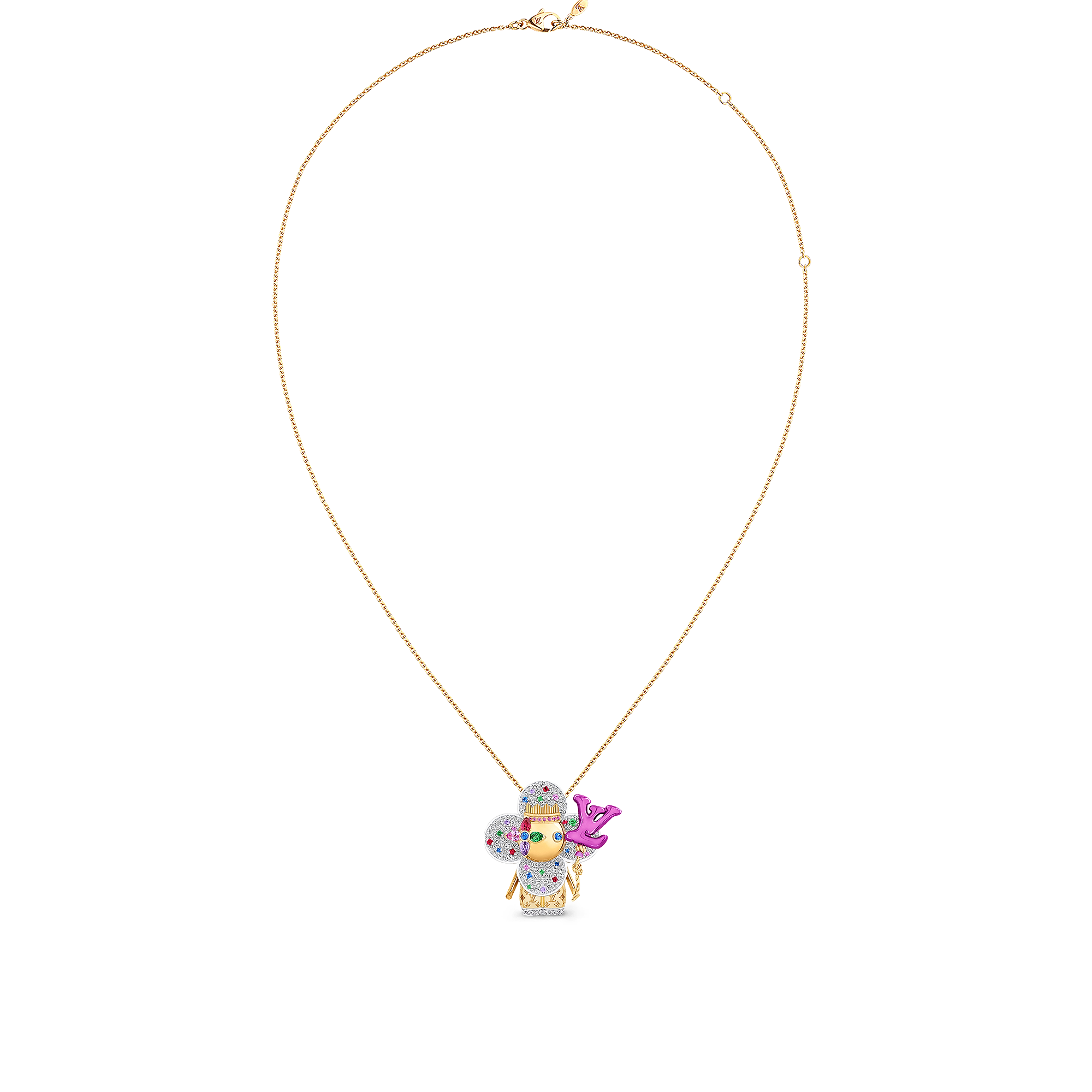 Vivienne Celebration Pendant, Yellow Gold, White Gold, Titanium, Diamonds and Colored Gemstones