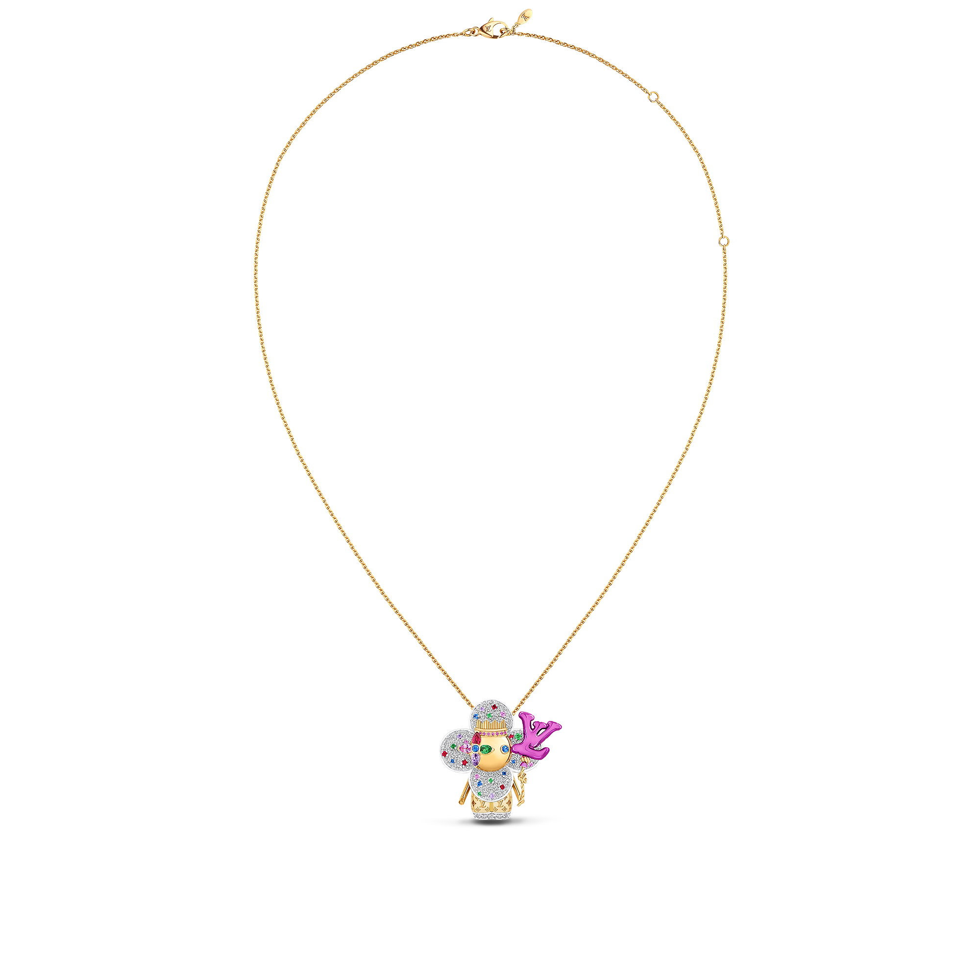 Vivienne Celebration Pendant, Yellow Gold, White Gold, Titanium, Diamonds and Colored Gemstones