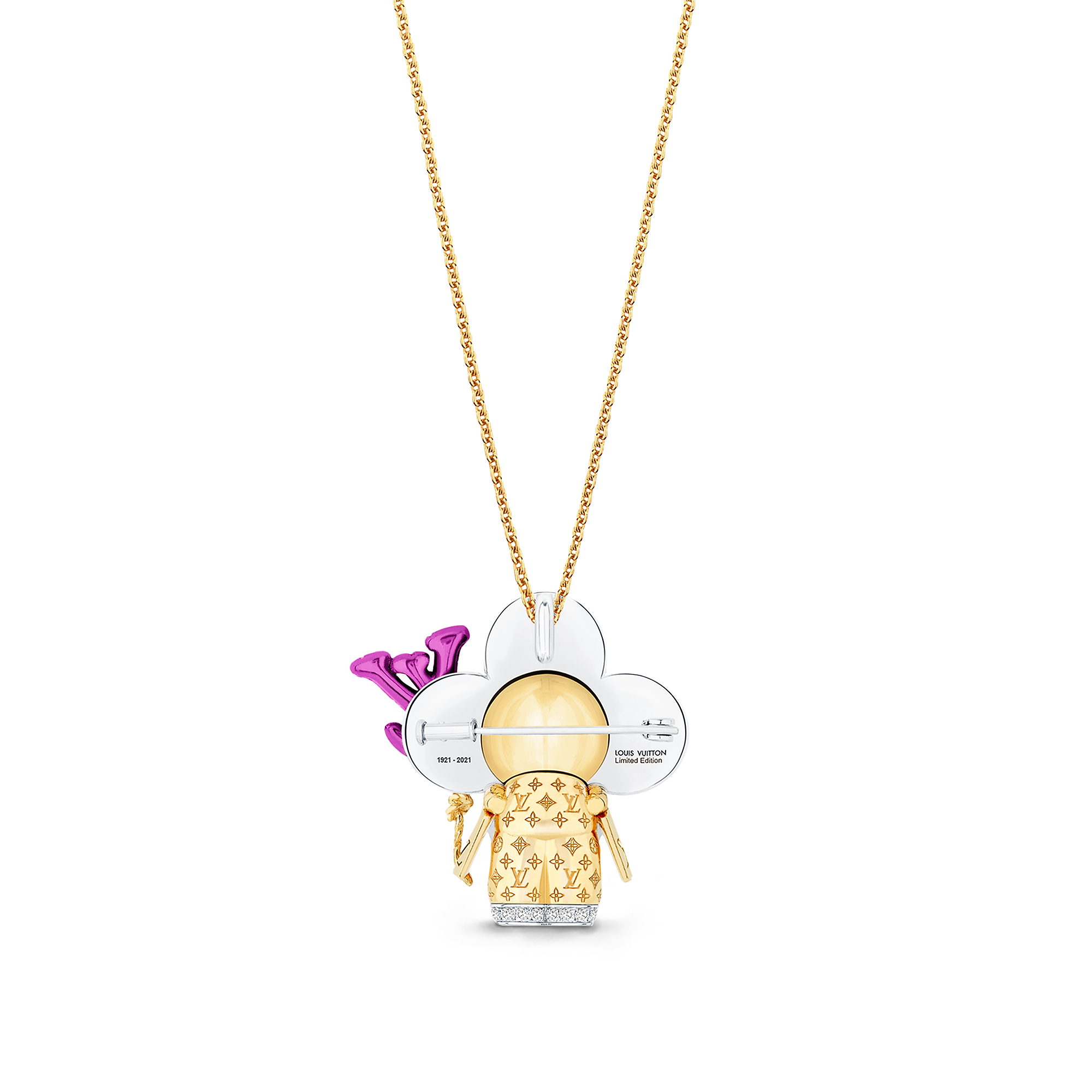 Vivienne Celebration Pendant, Yellow Gold, White Gold, Titanium, Diamonds and Colored Gemstones