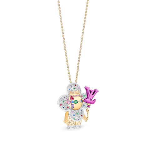 Categories Necklaces and Pendants Vivienne Celebration Pendant, Yellow Gold, White Gold, Titanium, Diamonds and Colored Gemstones | Louis Vuitton ® (Product zoom)