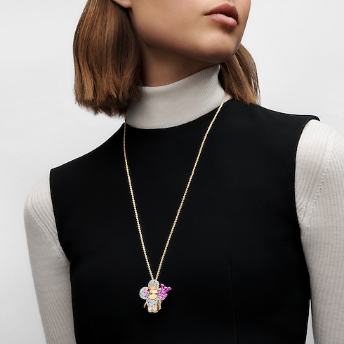 Categories Necklaces and Pendants Vivienne Celebration Pendant, Yellow Gold, White Gold, Titanium, Diamonds and Colored Gemstones | Louis Vuitton ® (Product zoom)