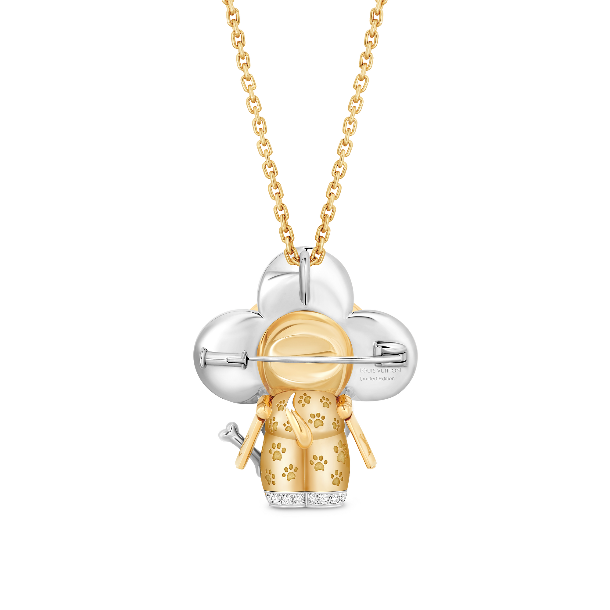Vivienne Dog Pendant, Yellow Gold, White Gold, Lacquer, Diamonds & Colored Gemstones