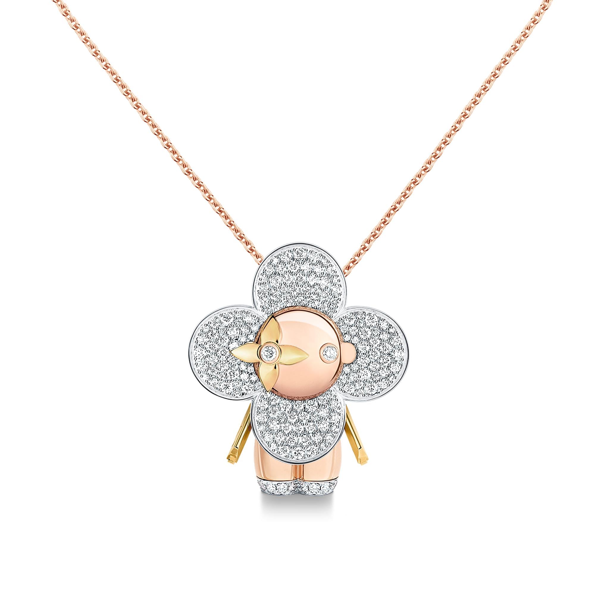  Categories Necklaces and Pendants  Vivienne large pendant, 3 golds & diamonds pavage | Louis Vuitton ® (Product zoom)