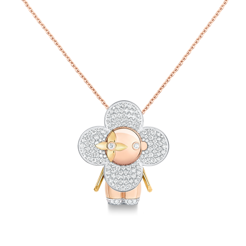 Categories Necklaces and Pendants Vivienne large pendant, 3 golds & diamonds pavage | Louis Vuitton ® (Product zoom)